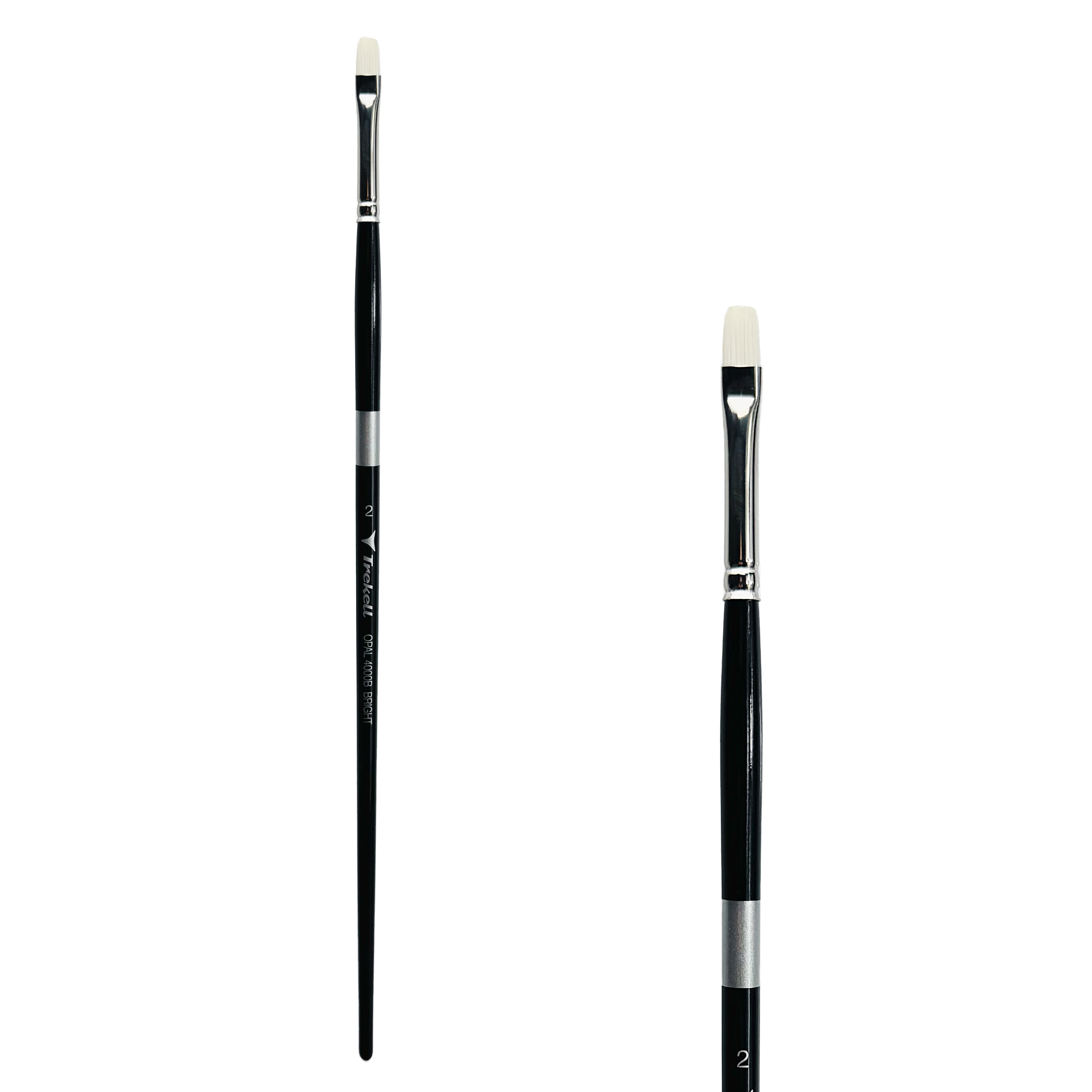 Trekell Opal Synthetic Hog Bristle Long Handle Artist Brush - Size #2 Bright