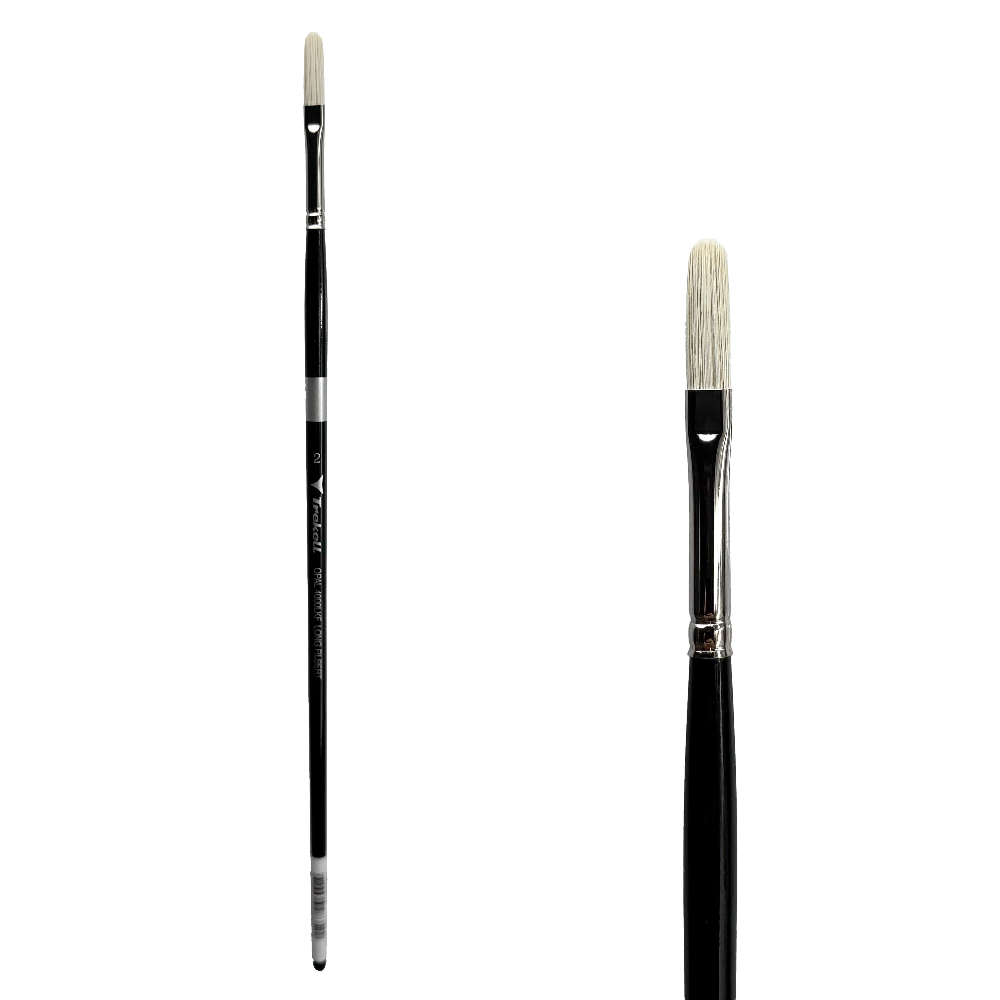 Trekell Opal Synthetic Hog Bristle Long Handle Artist Brush - Size #2 Long Filbert