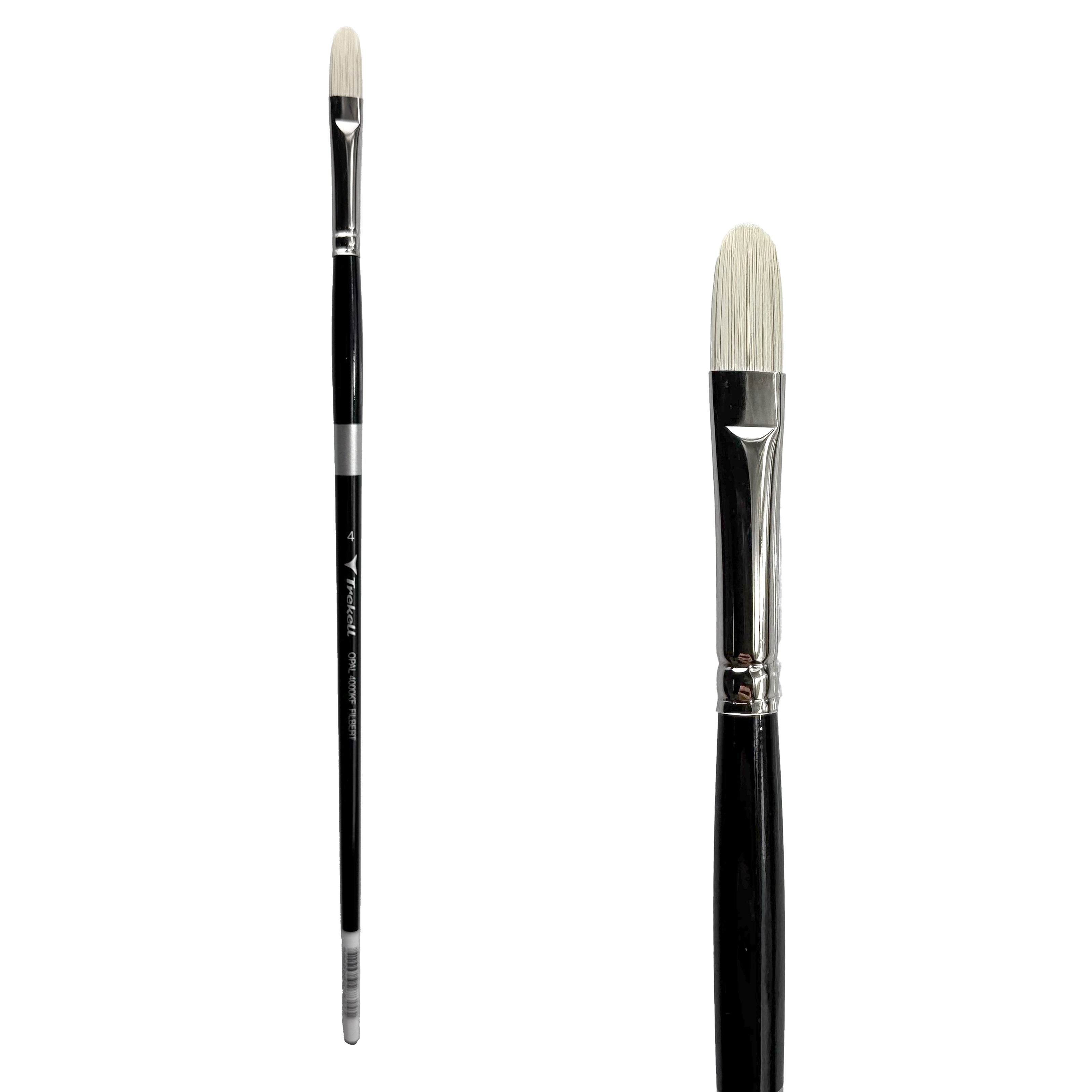 Trekell Opal Synthetic Hog Bristle Long Handle Artist Brush - Size #4 Filbert
