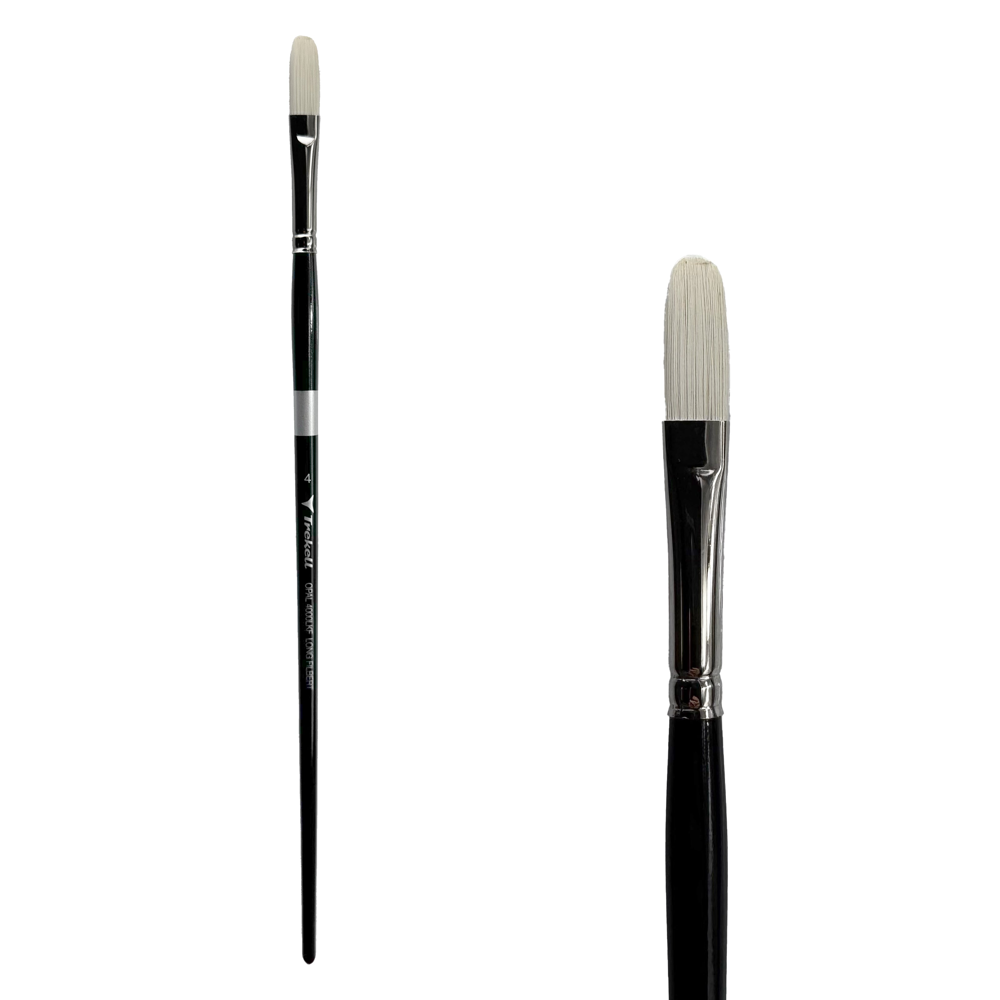 Trekell Opal Synthetic Hog Bristle Long Handle Artist Brush - Size #4 Long Filbert