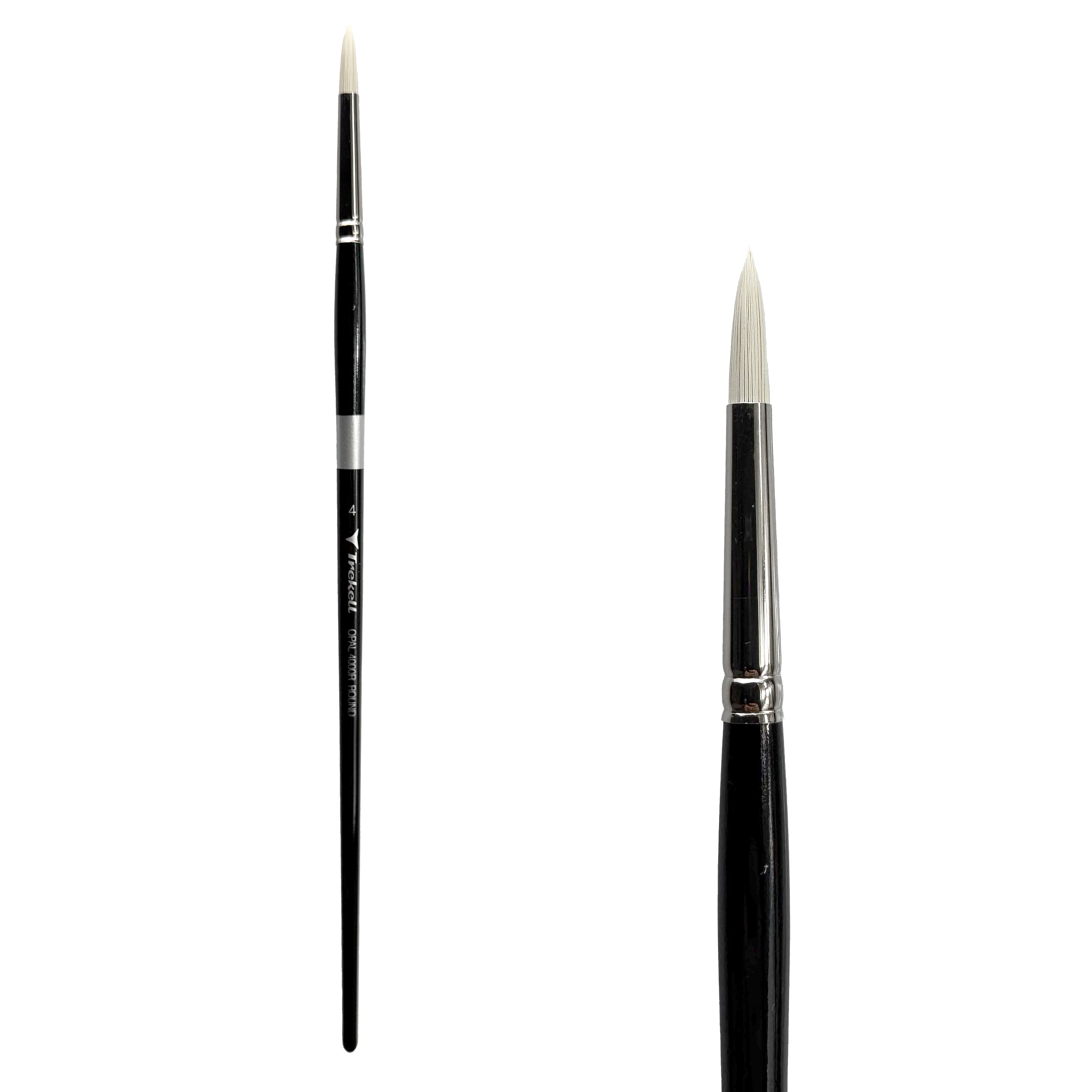 Trekell Opal Synthetic Hog Bristle Long Handle Artist Brush - Size #4 Round