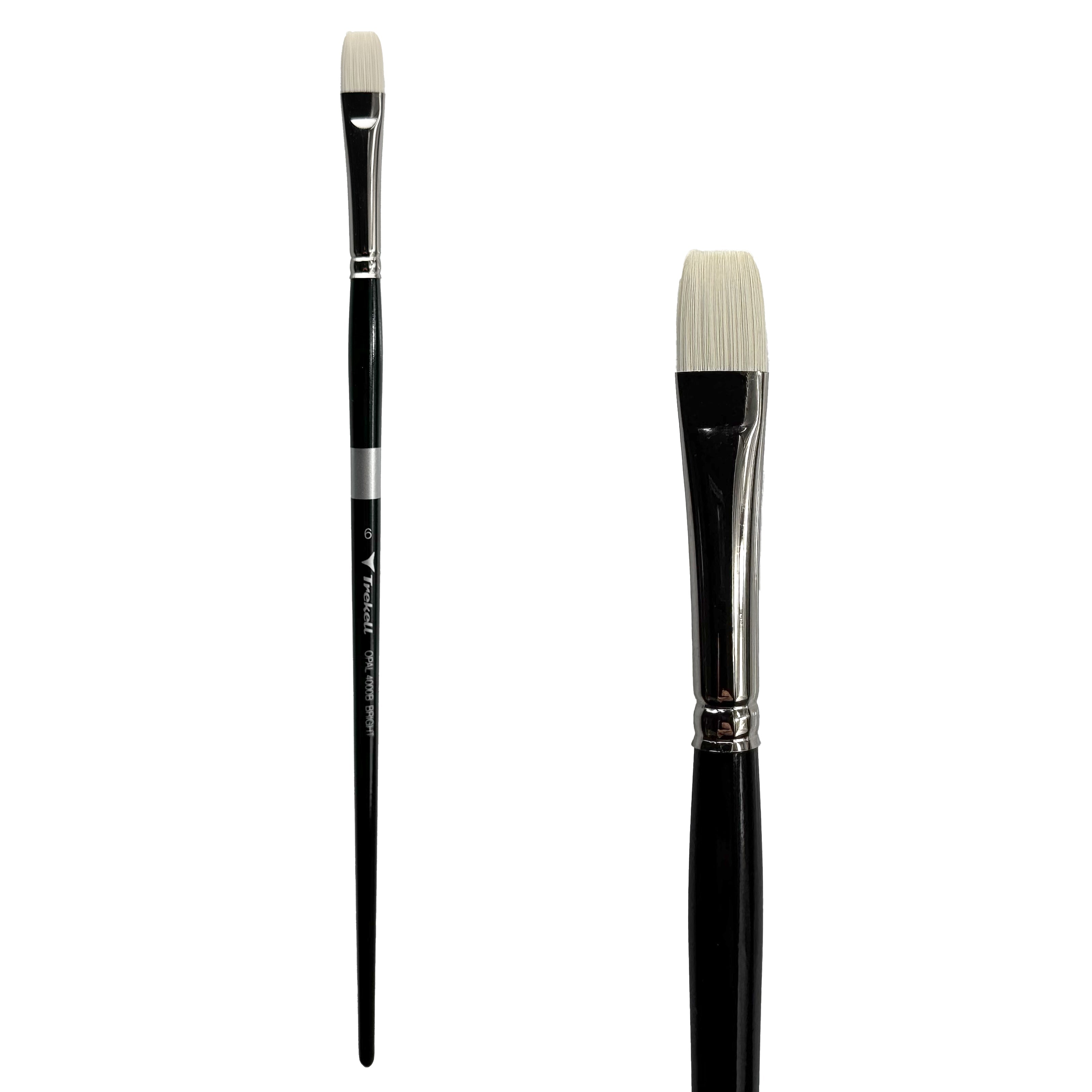 Trekell Opal Synthetic Hog Bristle Long Handle Artist Brush - Size #6 Bright