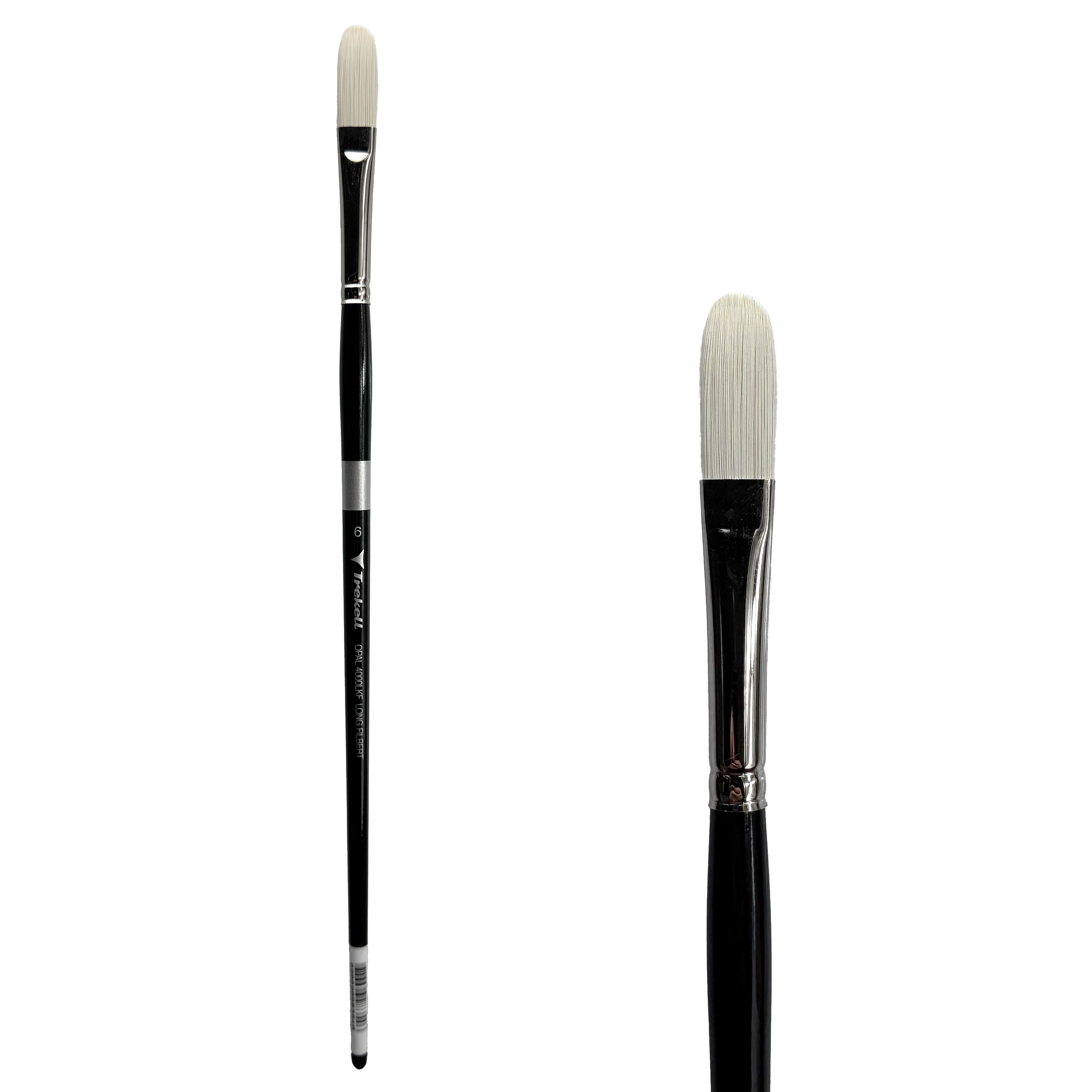 Trekell Opal Synthetic Hog Bristle Long Handle Artist Brush - Size #6 Long Filbert