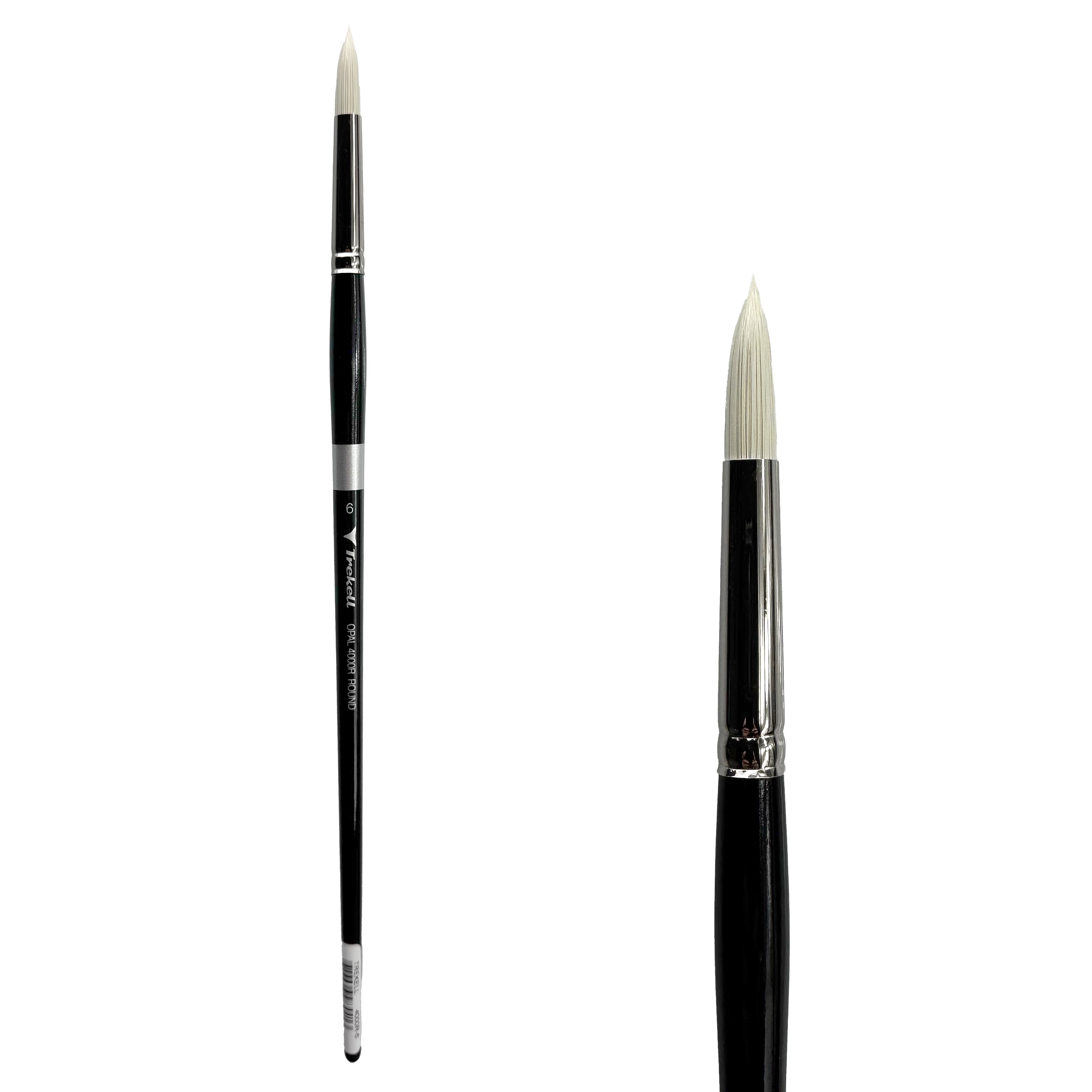 Trekell Opal Synthetic Hog Bristle Long Handle Artist Brush - Size #6 Round