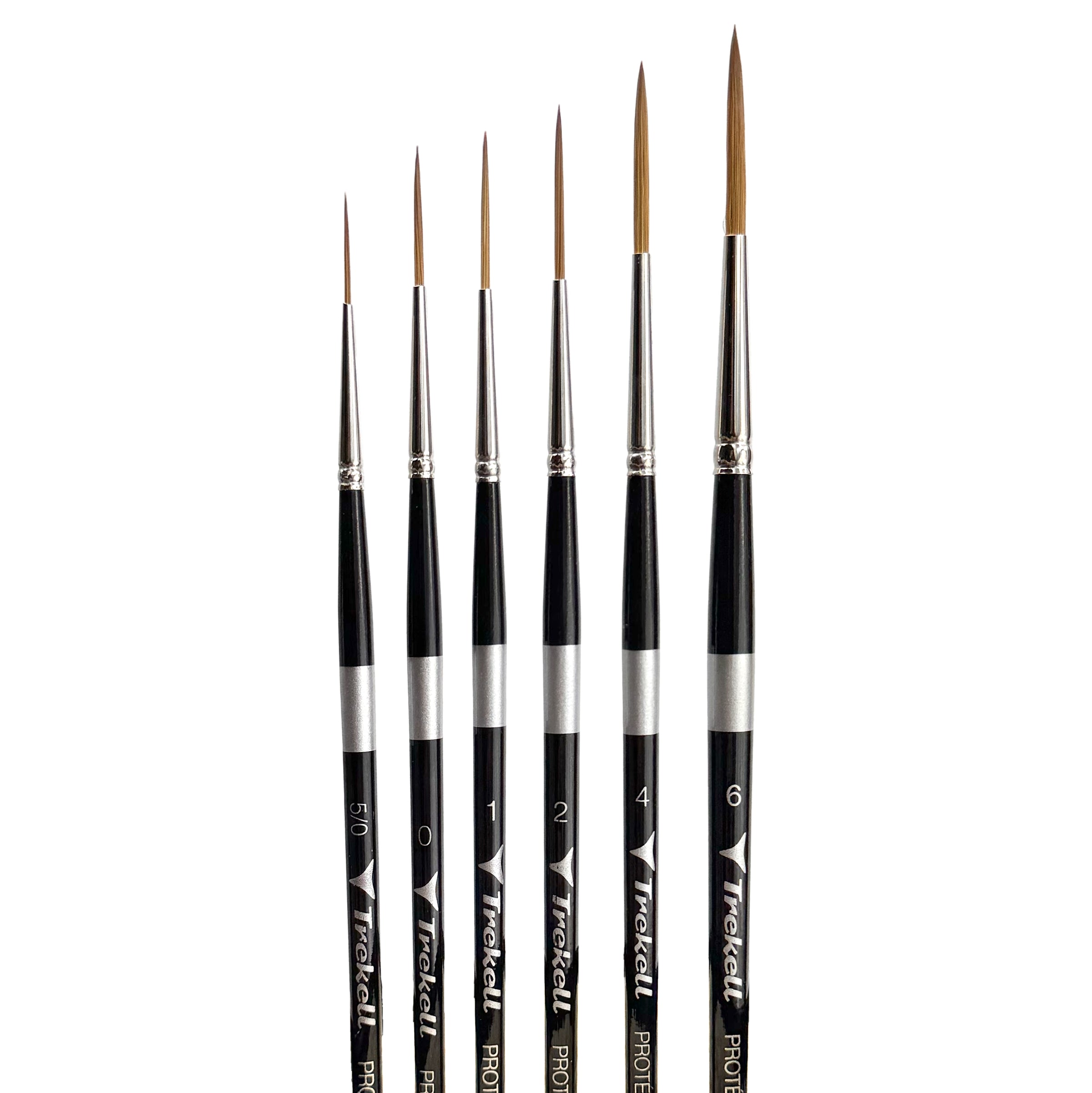 Trekell Protégé Synthetic Kolinsky Short Handle Artist Brush - Complete Set - Script/Rigger