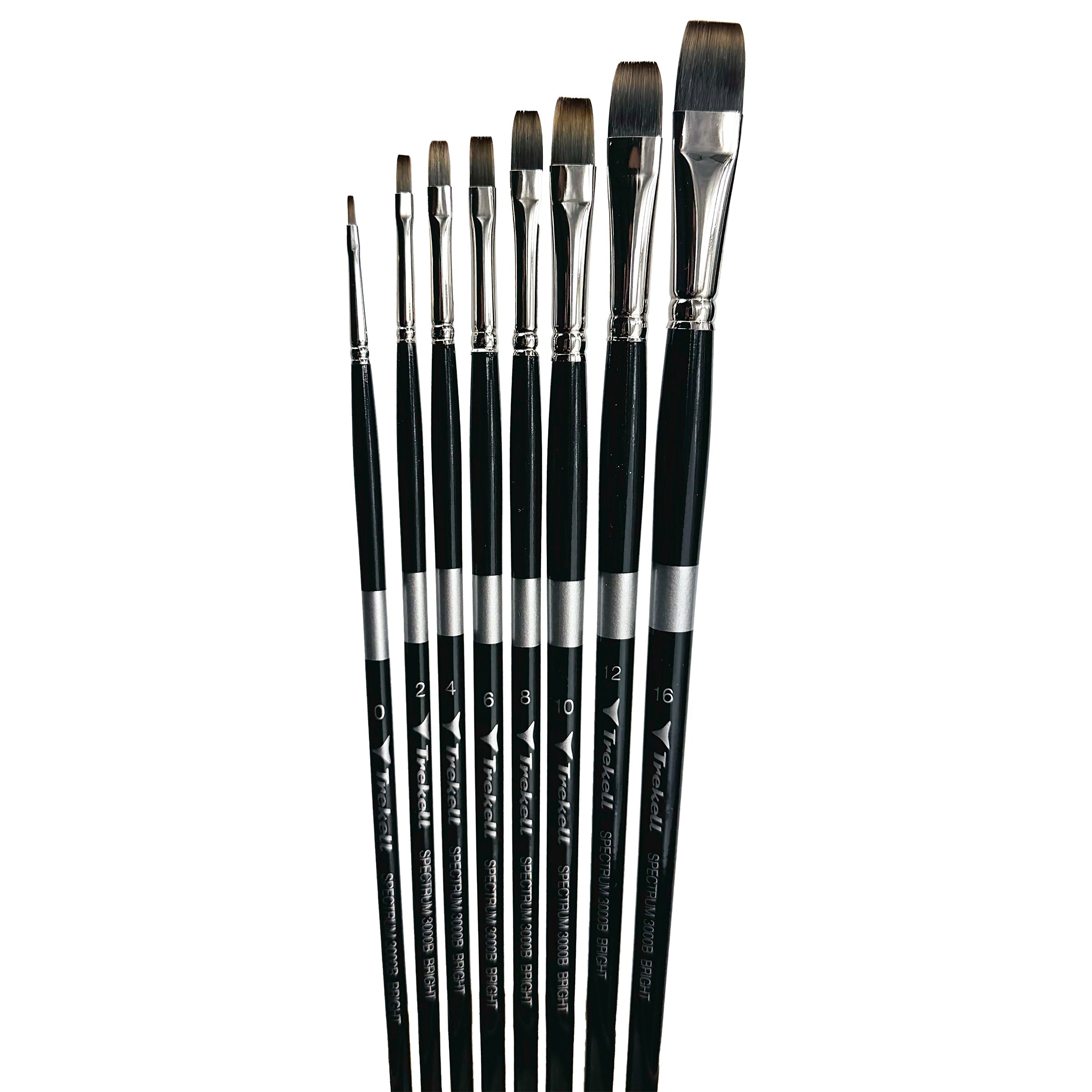 Trekell Spectrum Long Handle Artist Brush - Complete Brush Set - Bright