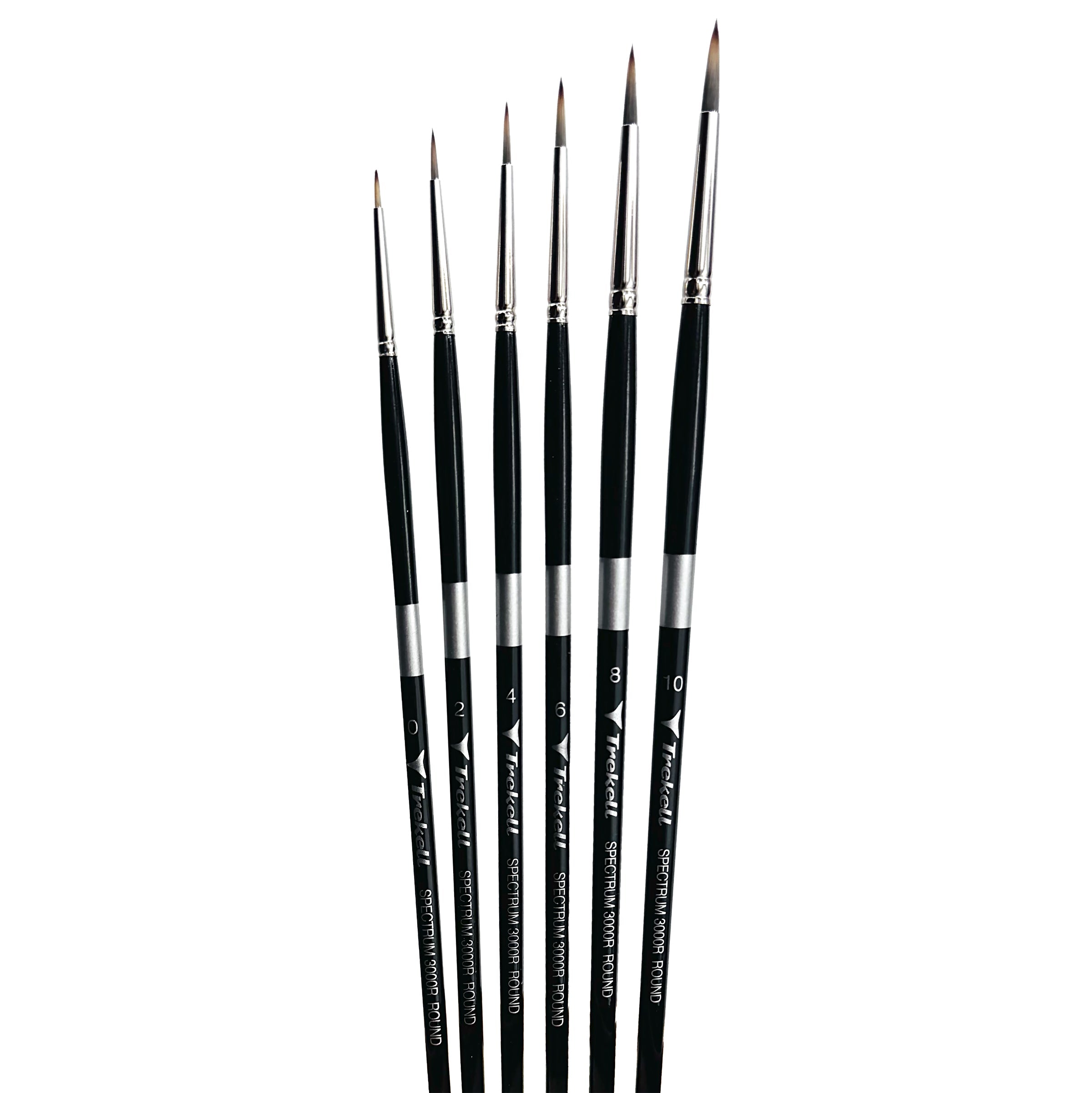 Trekell Spectrum Long Handle Artist Brush - Complete Set - Round