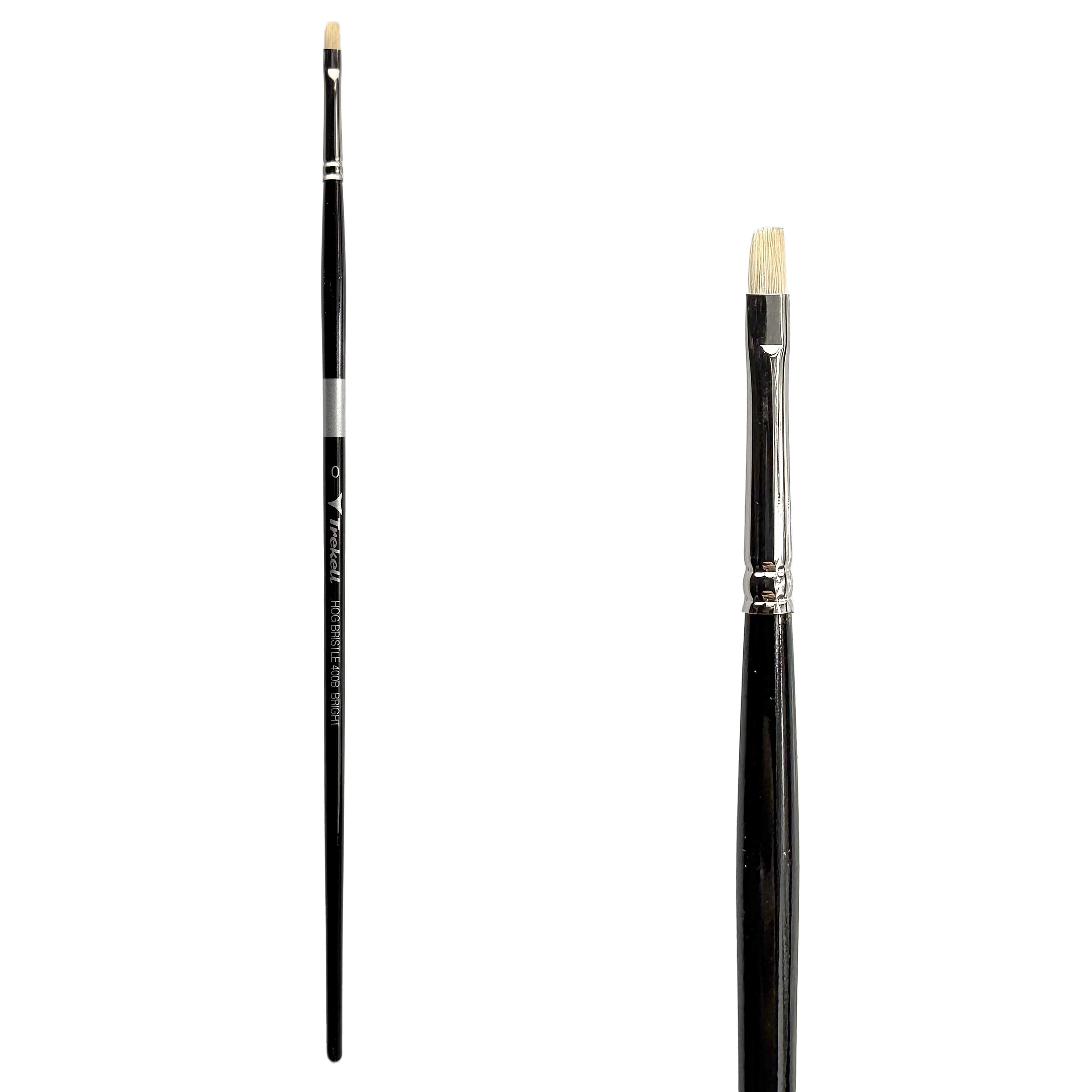 Trekell Hog Bristle Long Handle Artist Brush - Size #0 Bright