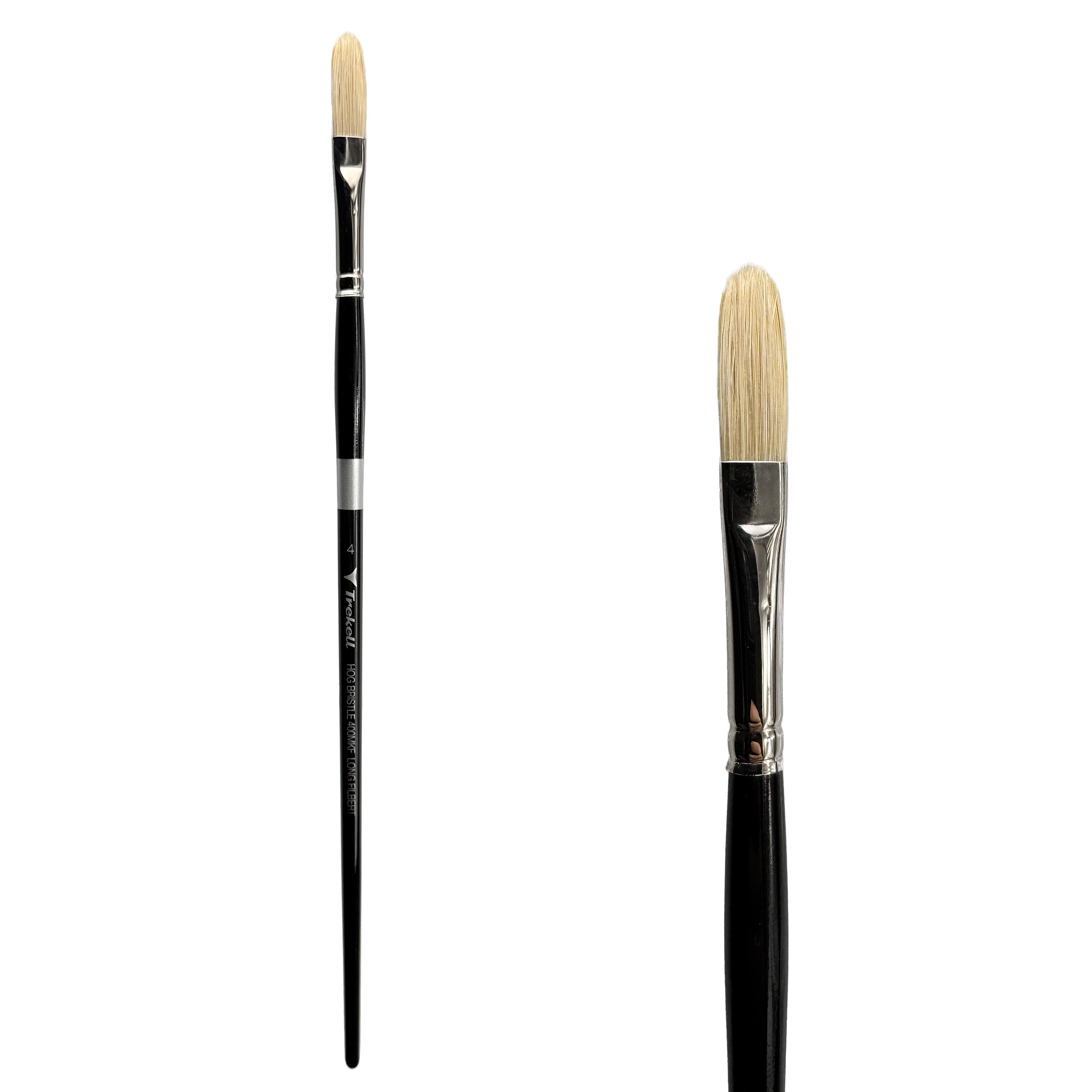Trekell Hog Bristle Long Handle Artist Brush - Size #4 Long Filbert