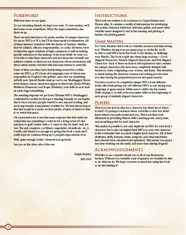 Ultimate NPCs: Warfare Hardcover (5E)