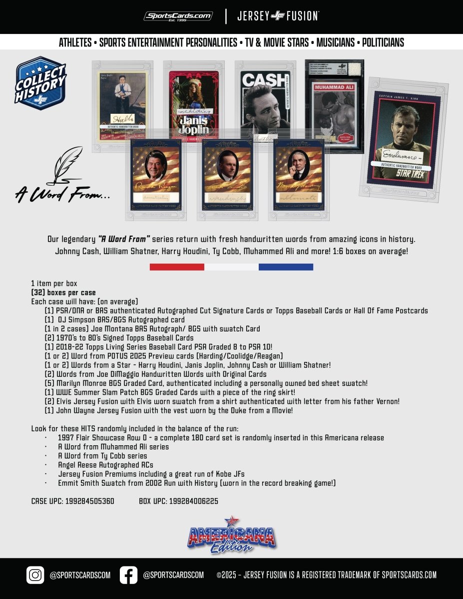 Americana Edition Box - (1) Graded/Autograph/Word or Material Item Per Box