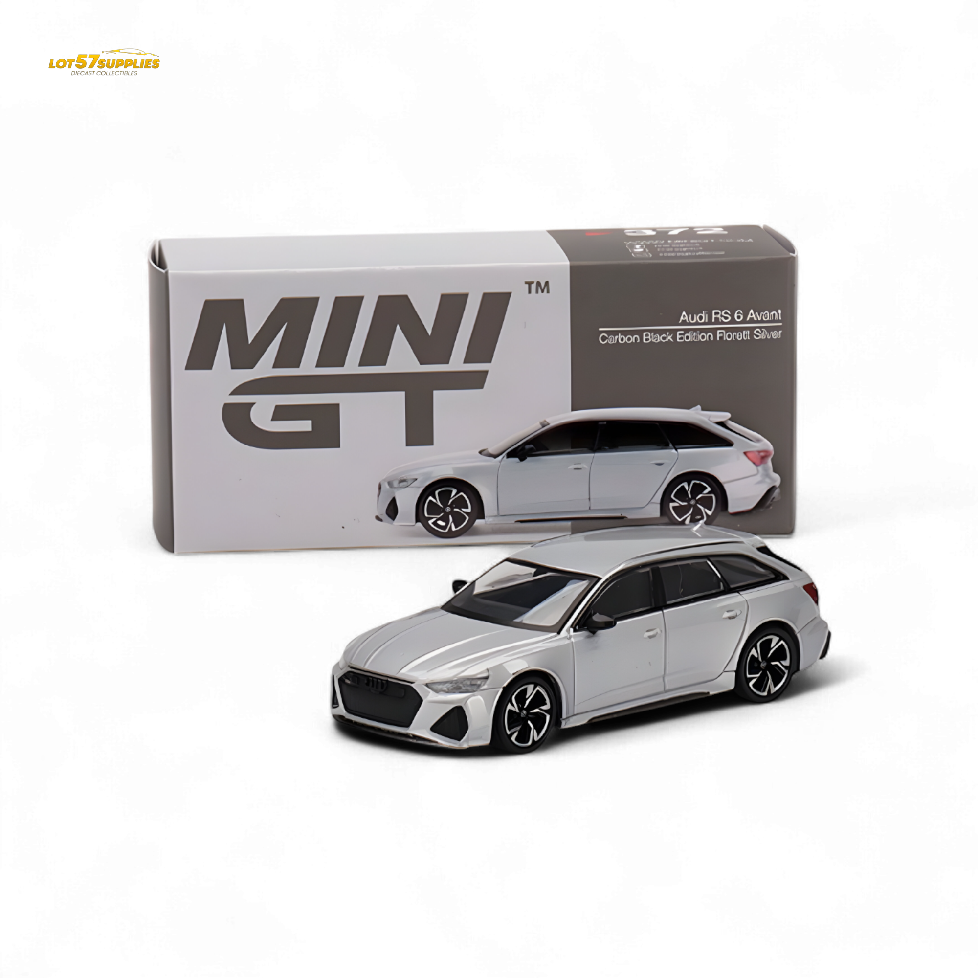 Mini-GT Audi RS 6 Avant Carbon Black Edition Florett Silver Limited Edition 1:64