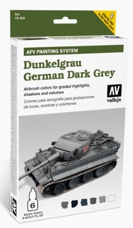 Vallejo 78400 8ml Bottle AFV German Dark Grey Armor Model Air Paint Set (6 Colors)