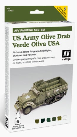 Vallejo 78402 8ml Bottle AFV US Army Olive Drab Armor Model Air Paint Set (6 Colors)