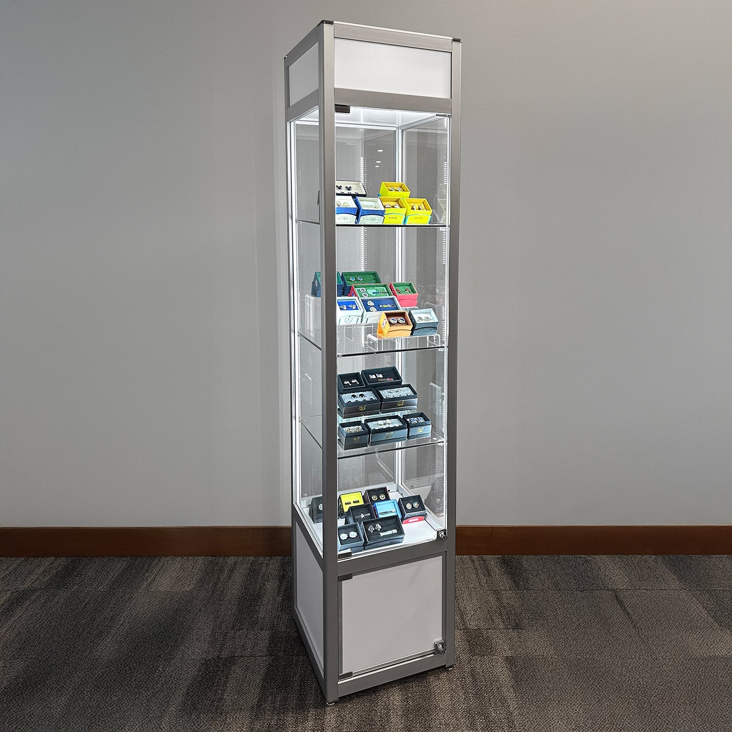 Retail Glass Display White Cabinet With Locking Storage