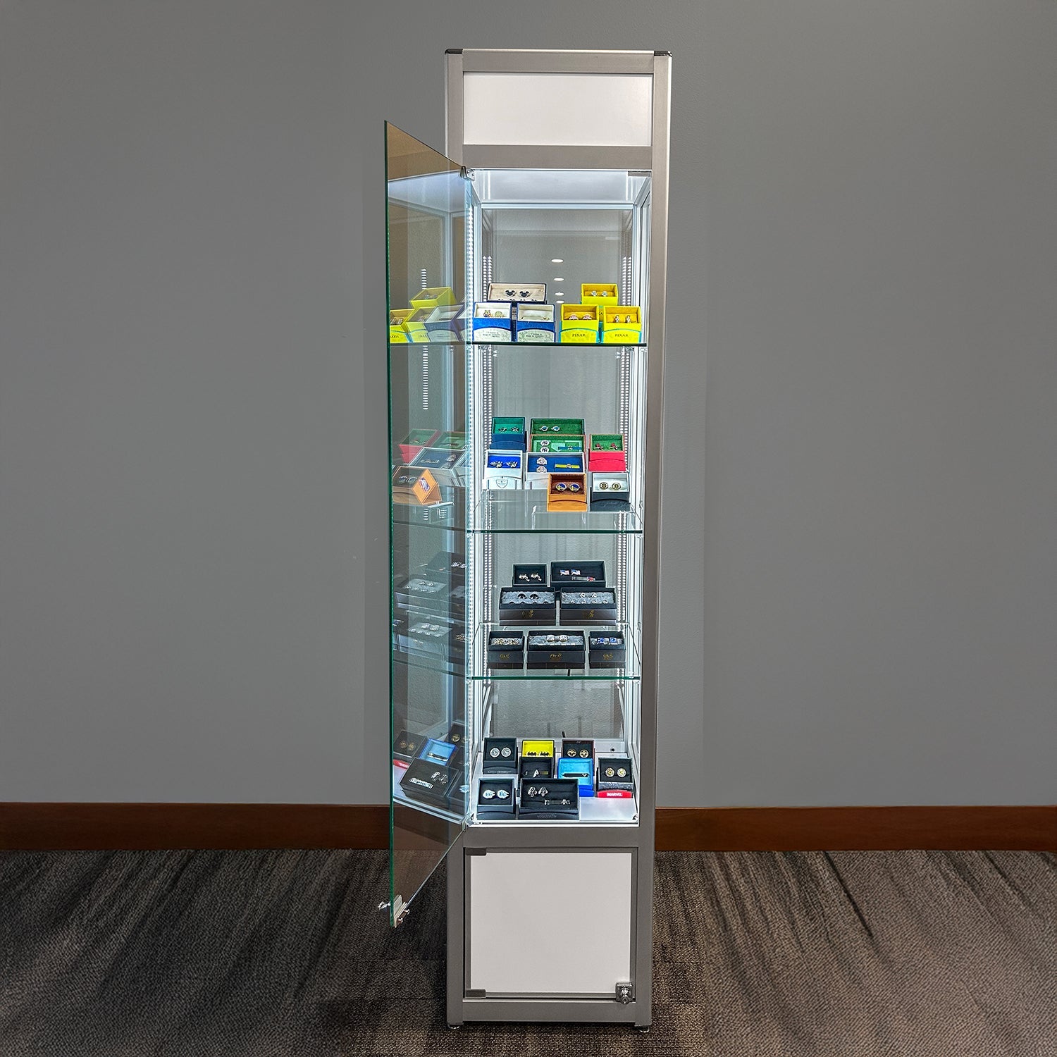 Retail Glass Display White Cabinet With Locking Storage