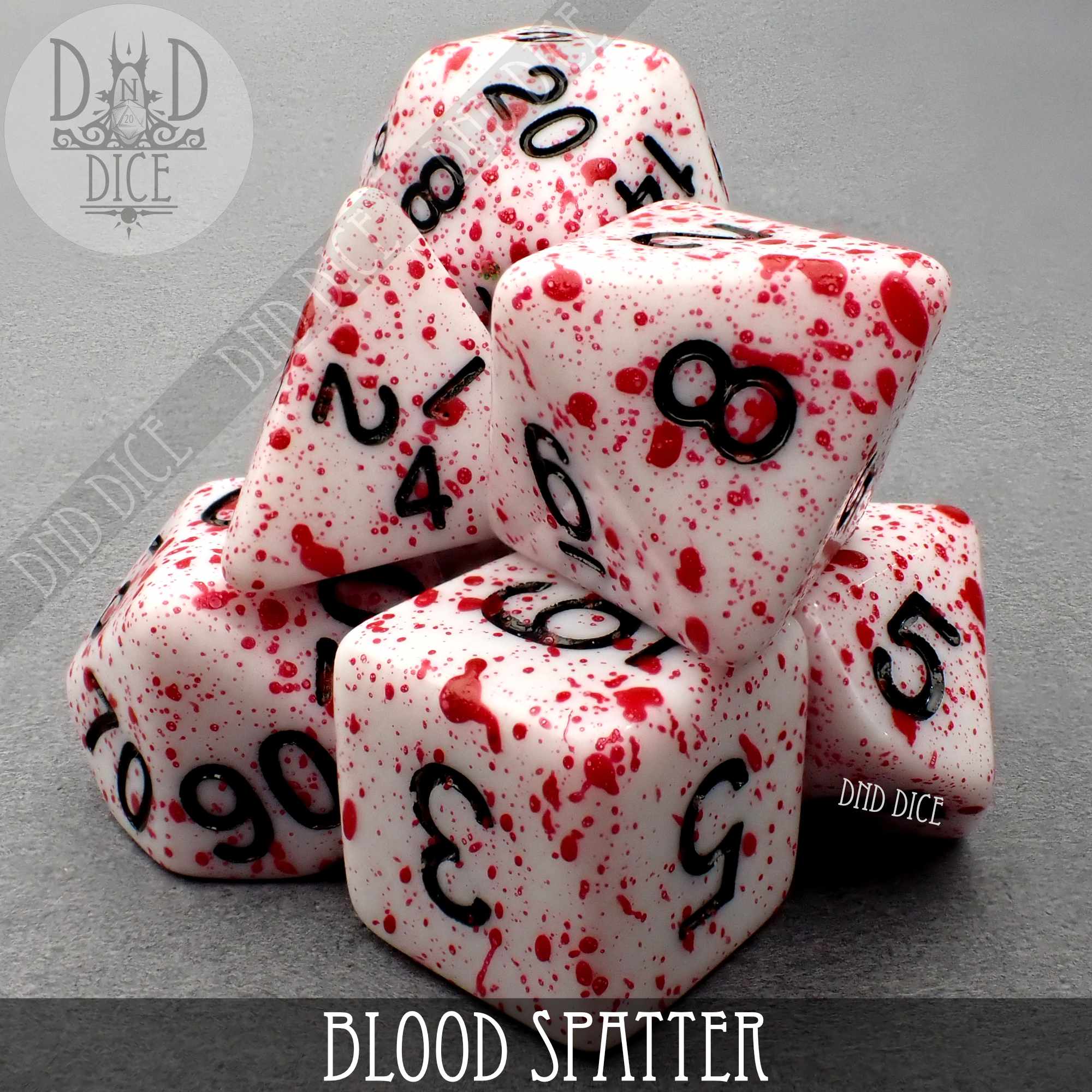 Blood Spatter Dice Set (Hand Painted)