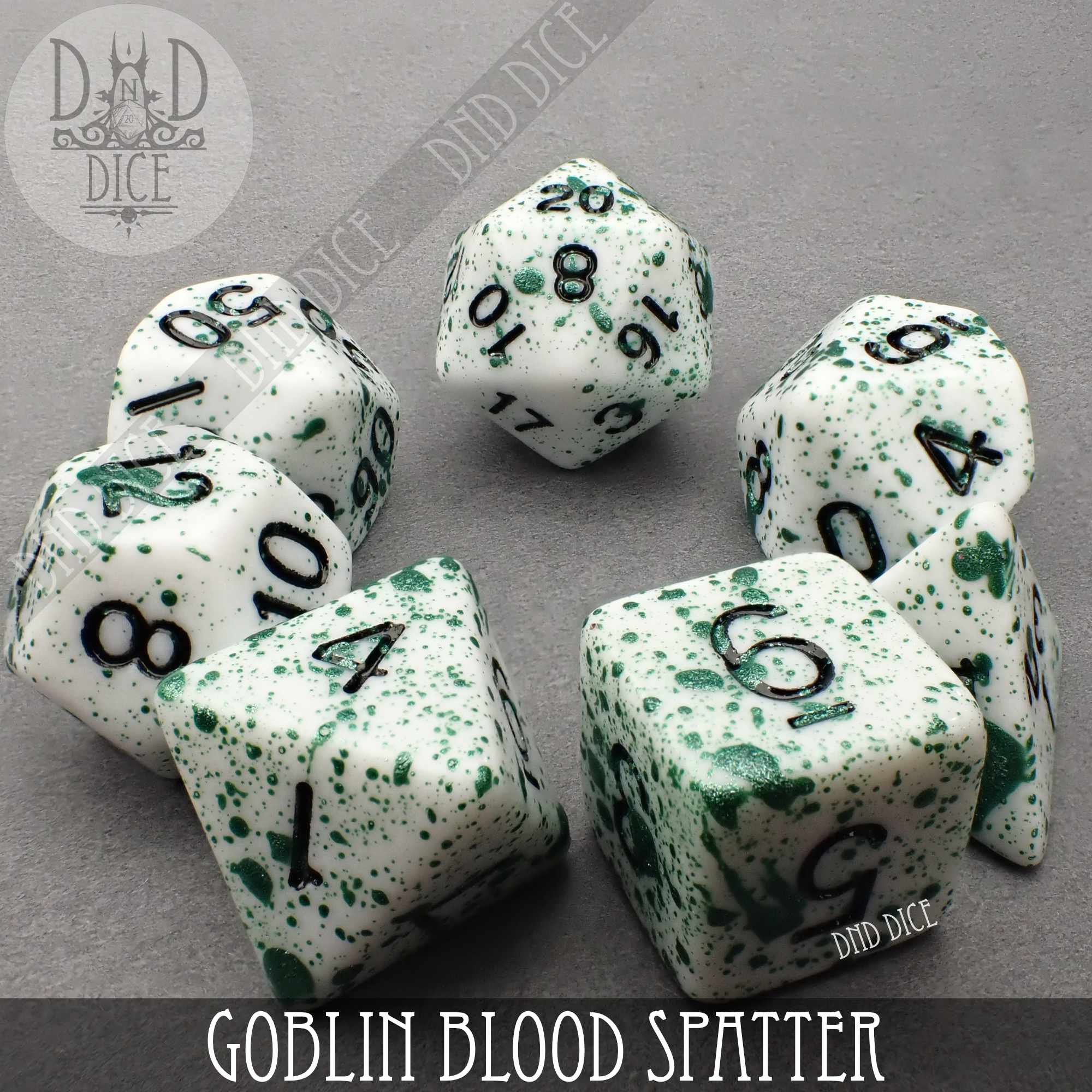 Goblin Blood Spatter Dice Set (Hand Painted)