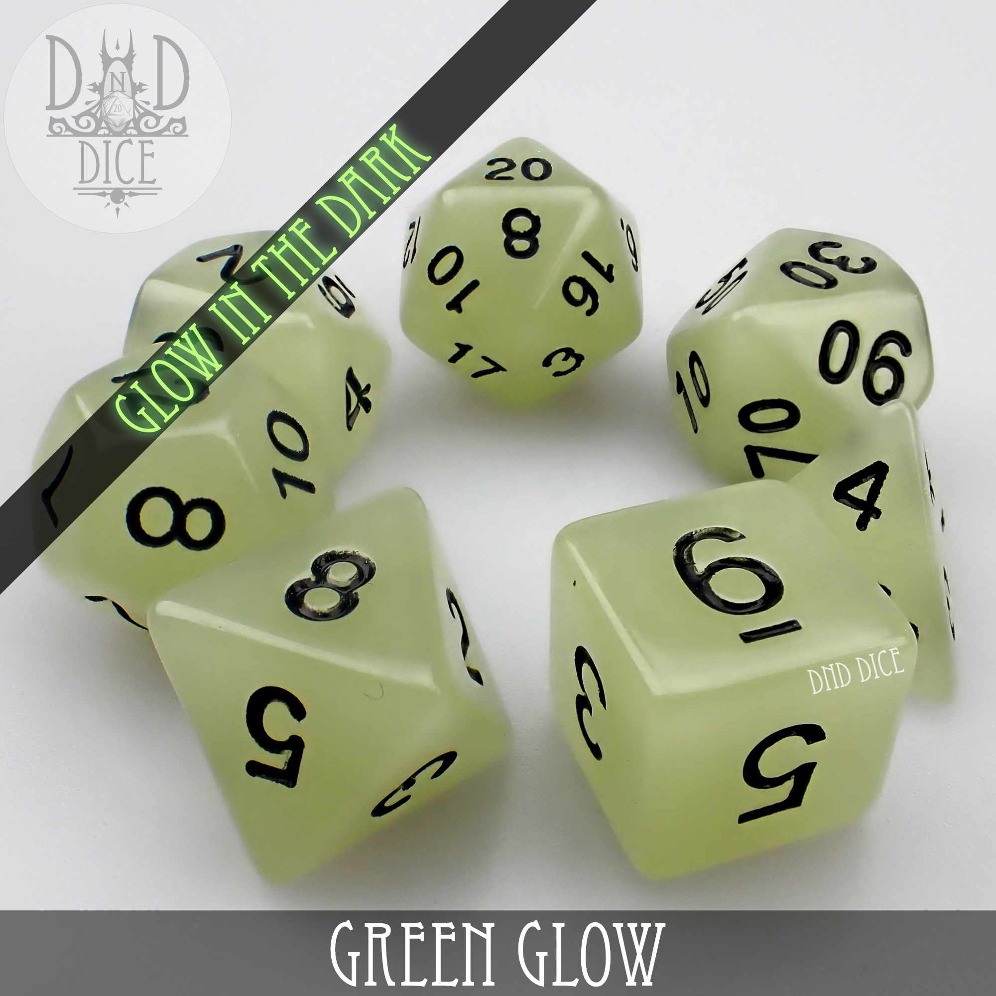 Green Glow in the Dark Dice Set