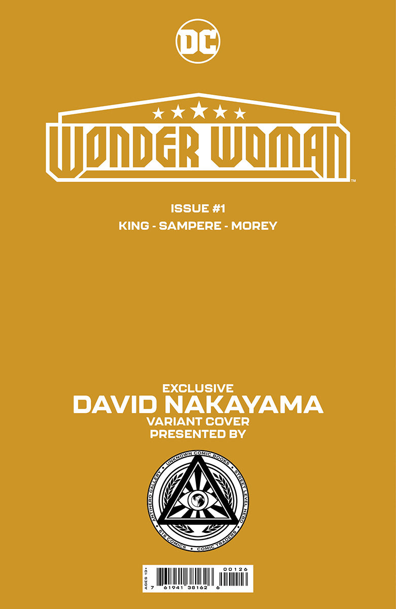 SIGNED W/ COA WONDER WOMAN #1 UNKNOWN COMICS DAVID NAKAYAMA EXCLUSIVE VIRGIN VAR (03/27/2024)