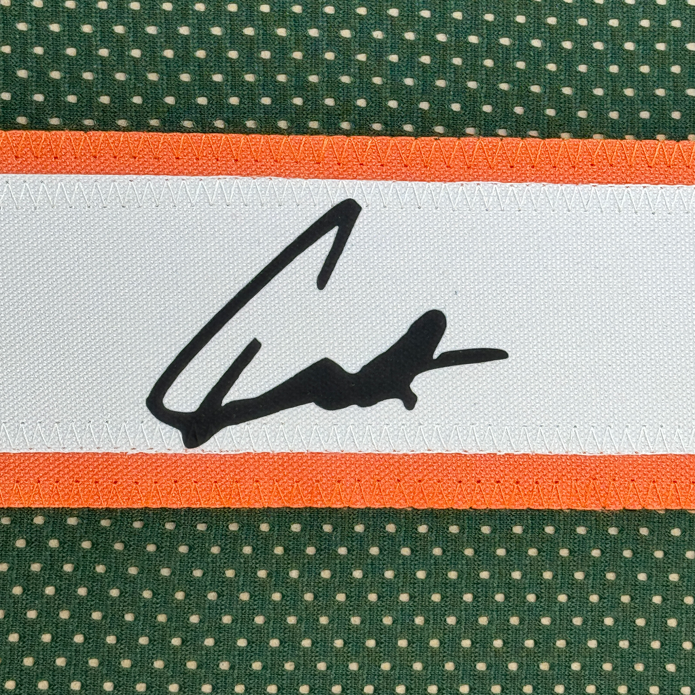 Framed Facsimile Autographed Cameron Cam Ward 35x39 Miami Green Reprint Laser Auto College Football Jersey