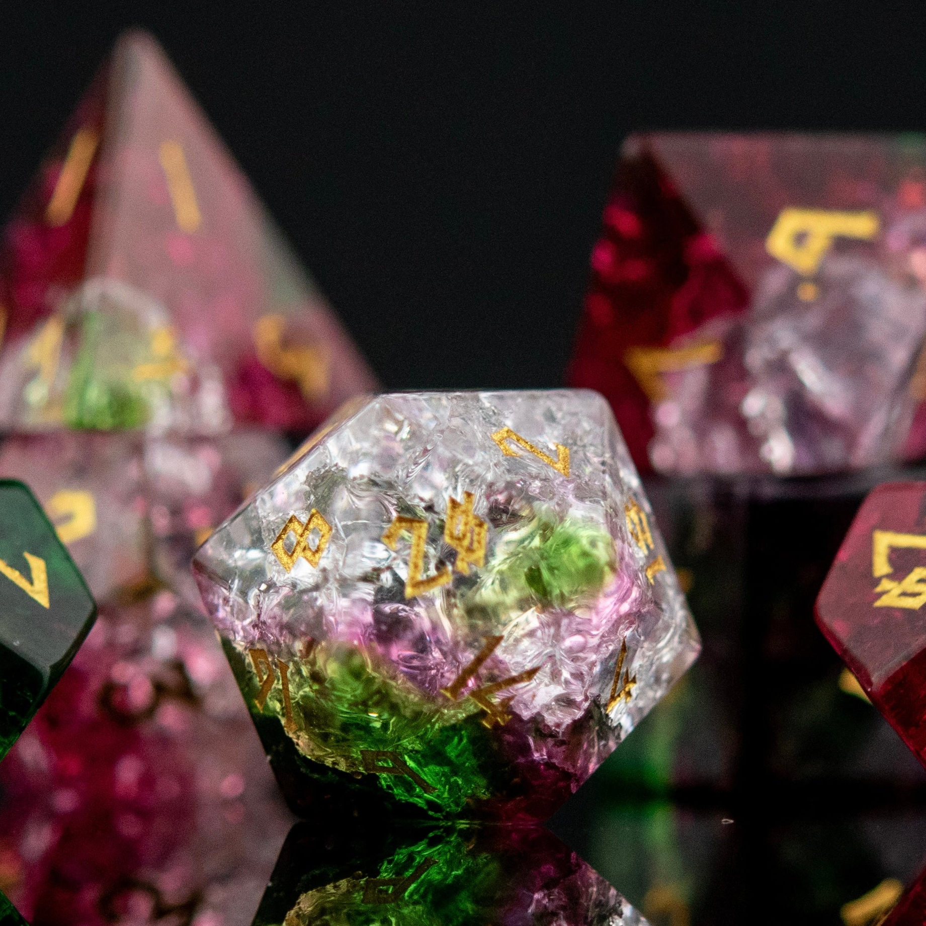 Watermelon Shattered Glass Dice Set