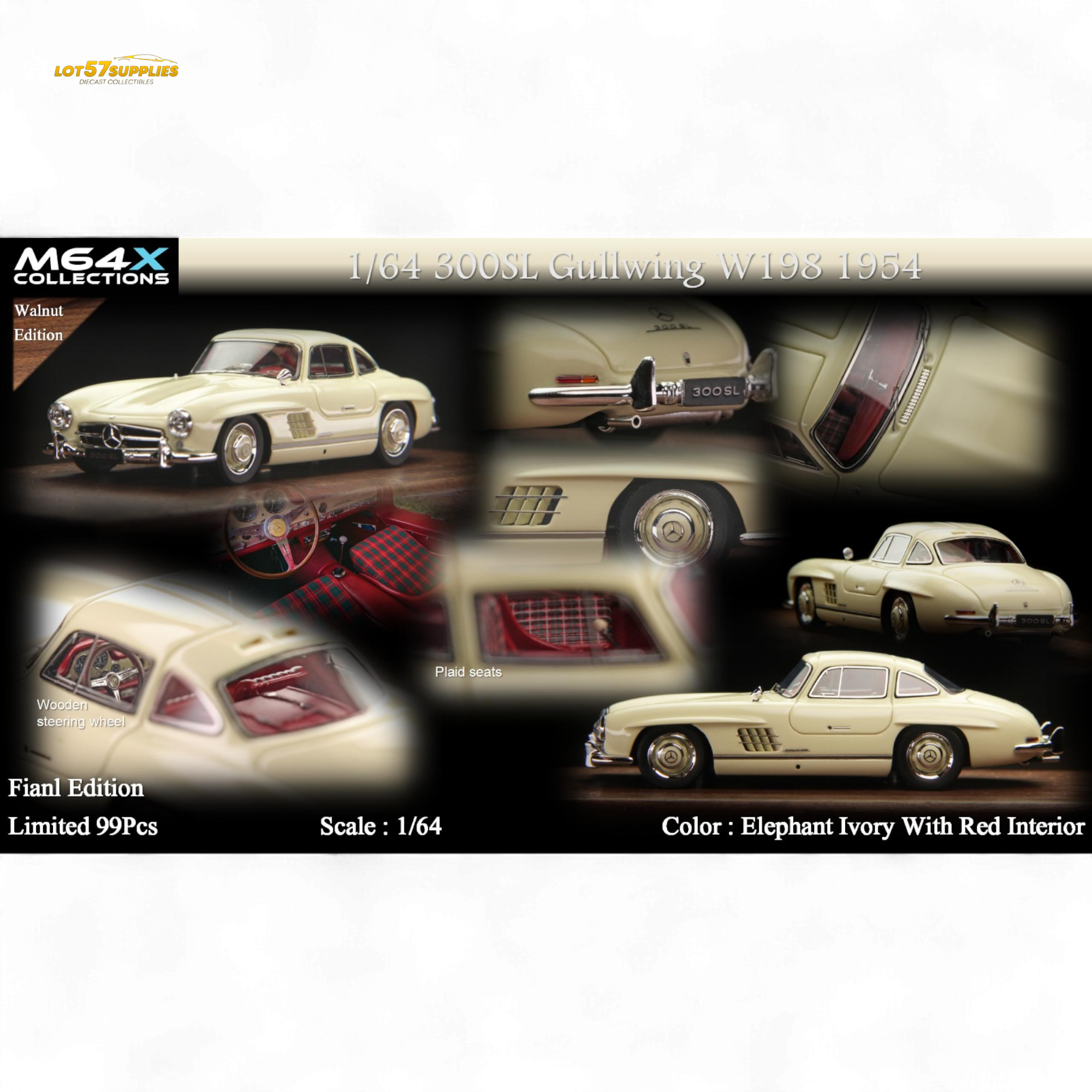 M64X 1:64 300SL W198 1954 Final Edition – Elephant Ivory Limited to 99 Pcs