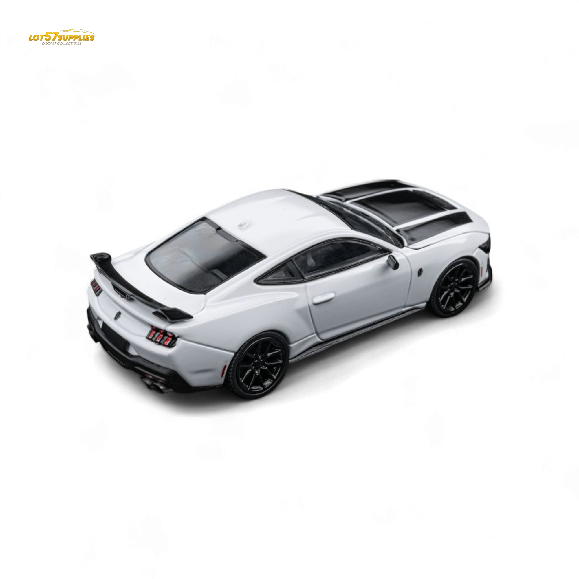 (Pre-Order) DCM Mustang Dark Horse - Crystal White - Black Wheels 1:64