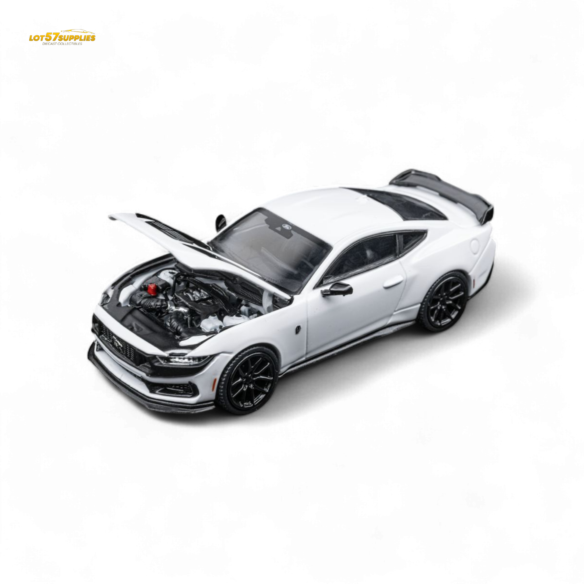 (Pre-Order) DCM Mustang Dark Horse - Crystal White - Black Wheels 1:64