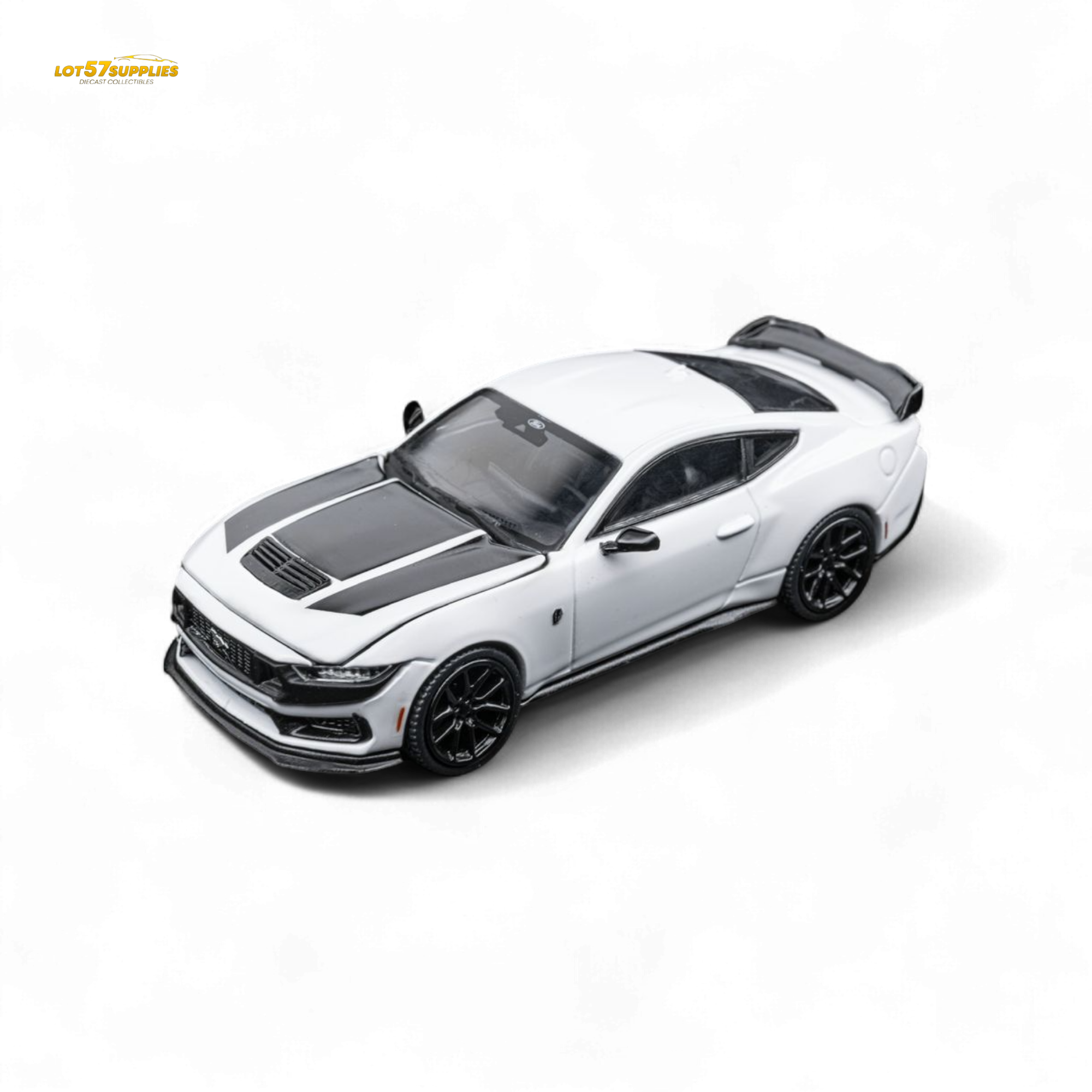 (Pre-Order) DCM Mustang Dark Horse - Crystal White - Black Wheels 1:64