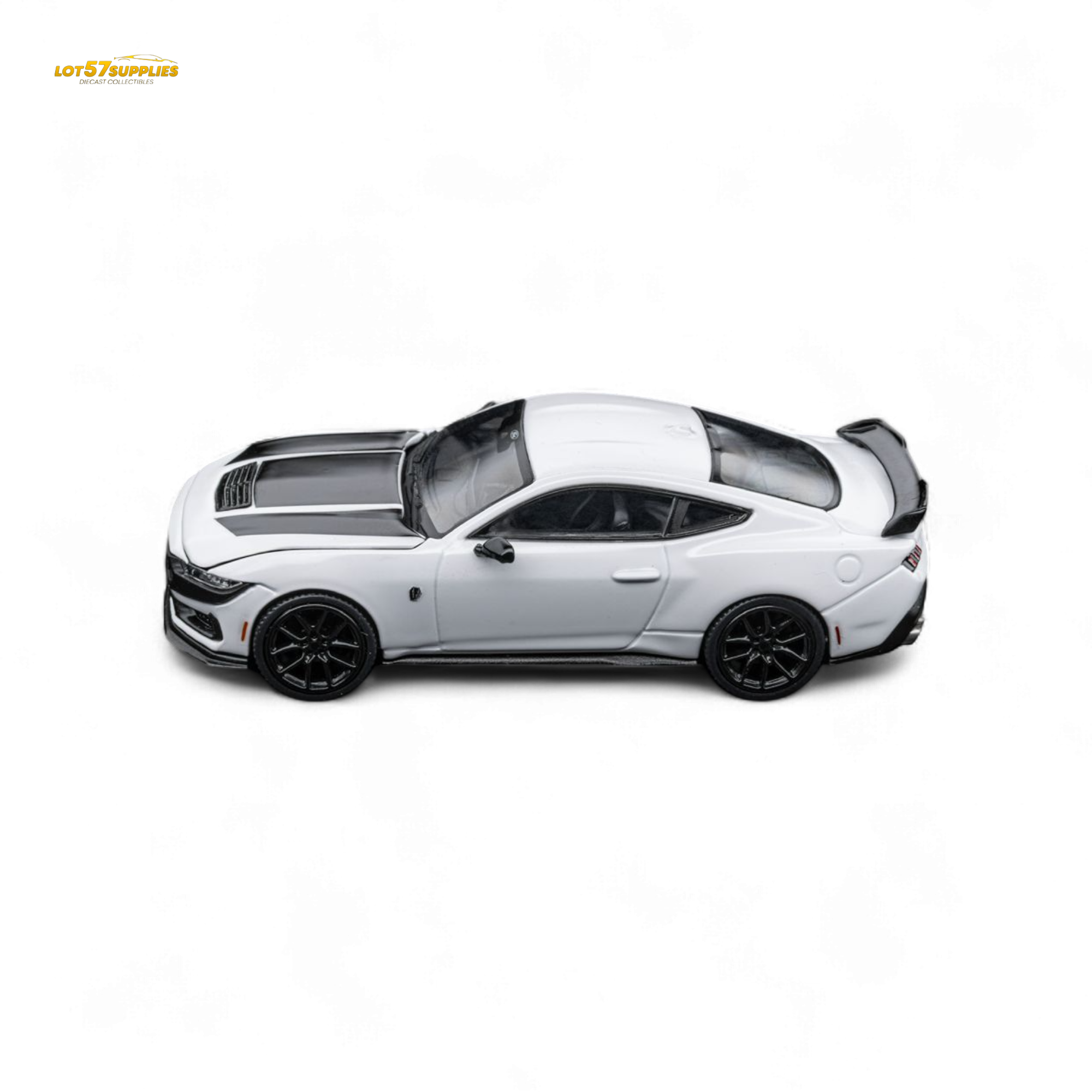 (Pre-Order) DCM Mustang Dark Horse - Crystal White - Black Wheels 1:64