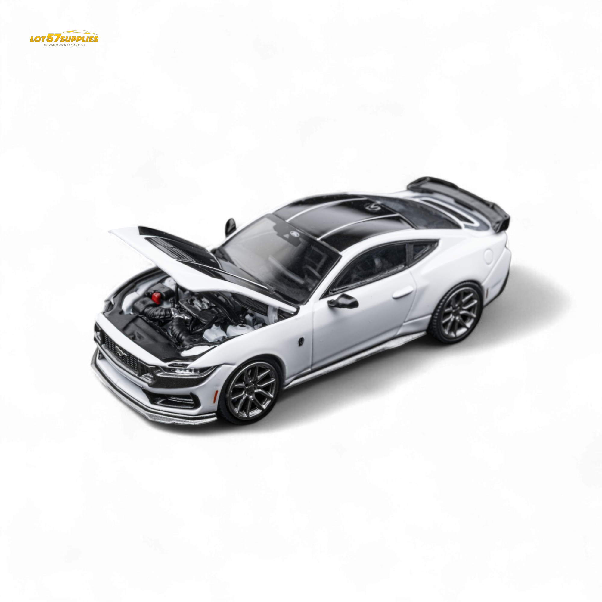 (Pre-Order) DCM Mustang Dark Horse - Crystal White - Titanium Wheels 1:64