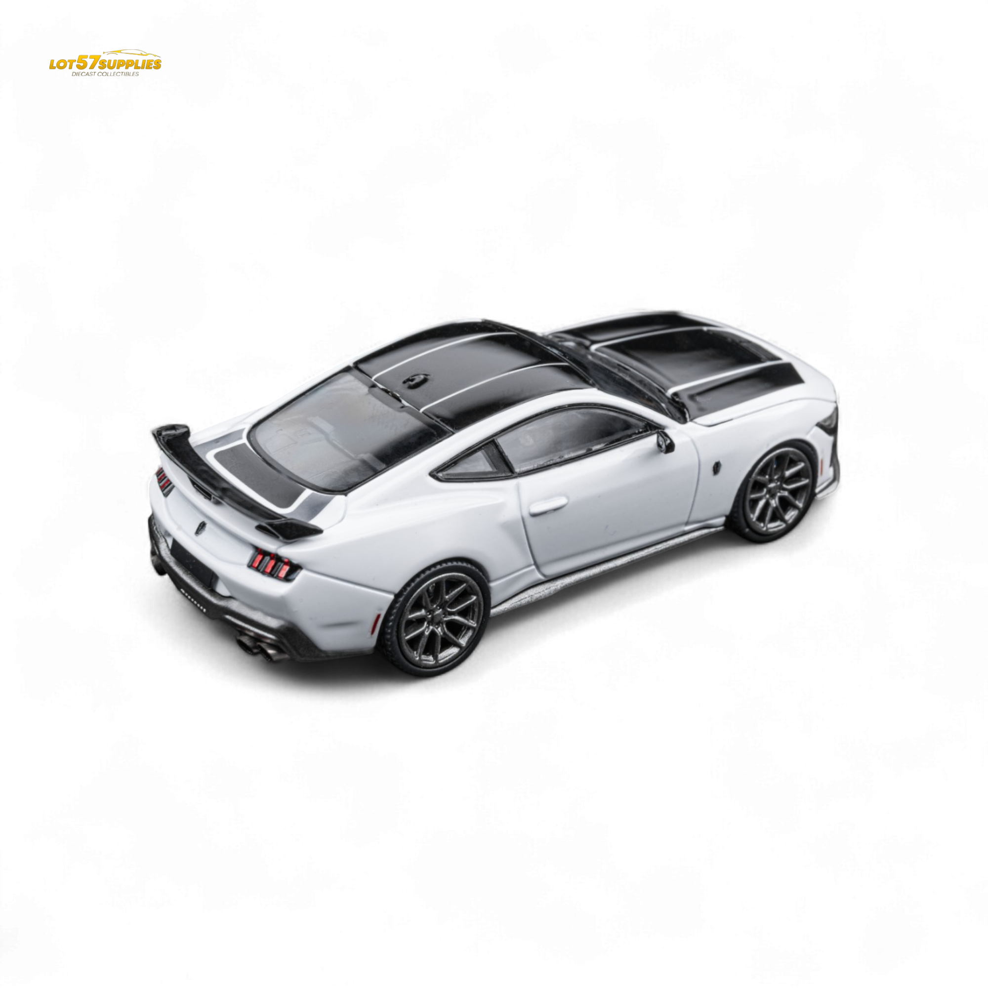 (Pre-Order) DCM Mustang Dark Horse - Crystal White - Titanium Wheels 1:64