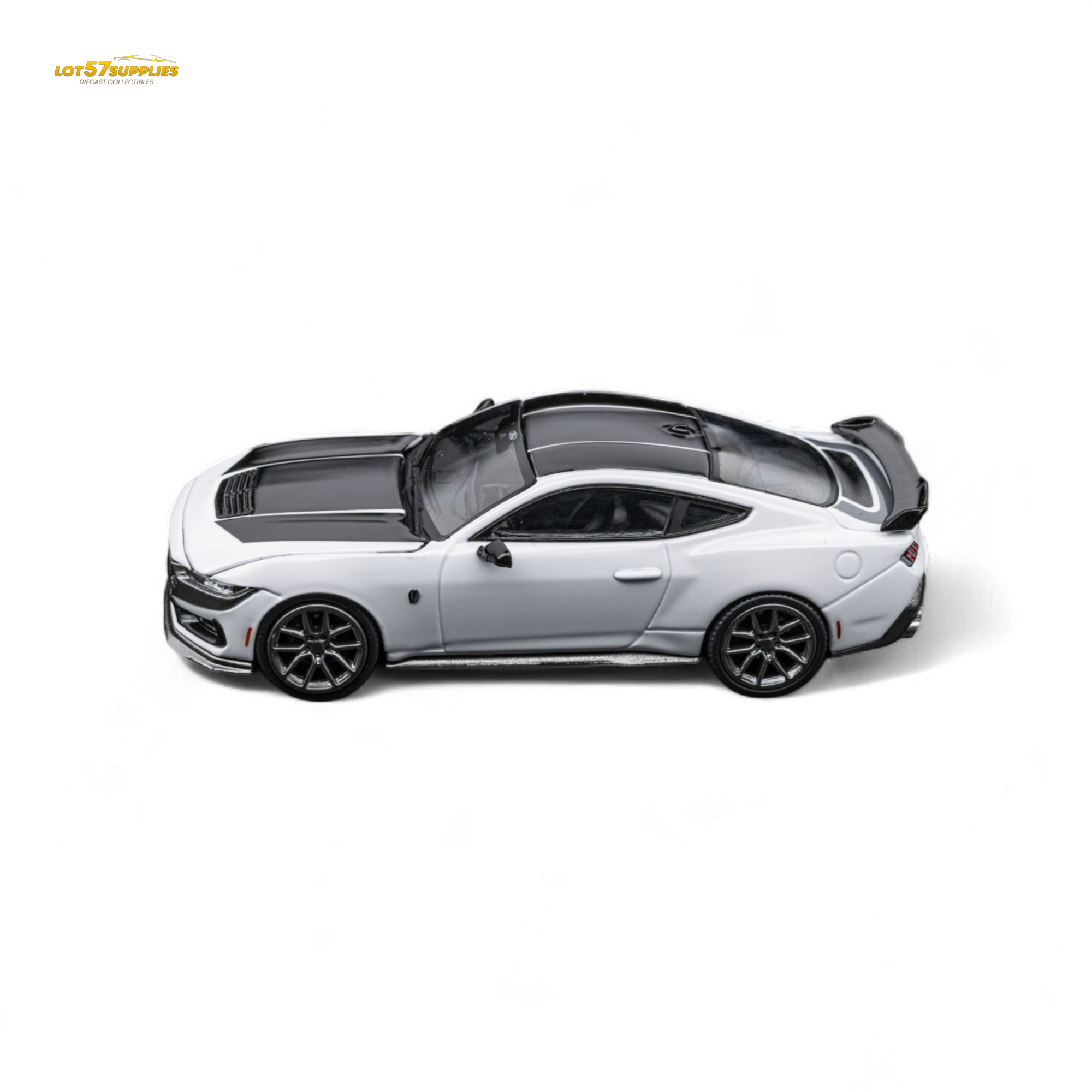 (Pre-Order) DCM Mustang Dark Horse - Crystal White - Titanium Wheels 1:64