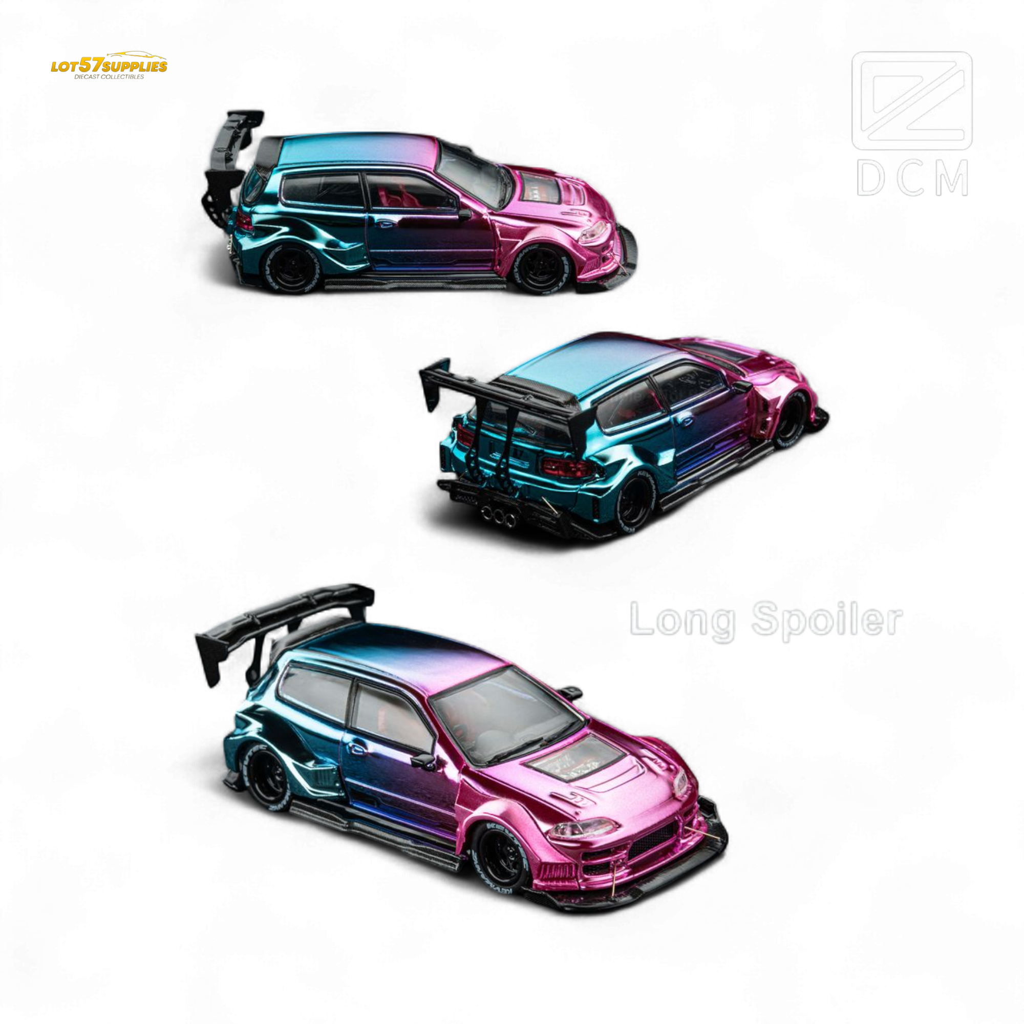 DCM Kevmannz 1996 EG6 Hatchback Wide Body - Dazzling Colorful Long Spoiler 1:64