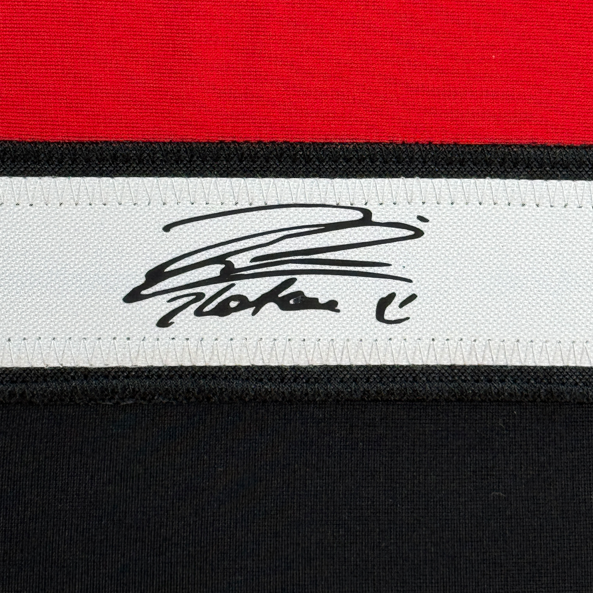 Framed Facsimile Autographed Zlatan Ibrahimovic 35x39 AC Milan Black/Red Reprint Laser Auto Soccer Jersey