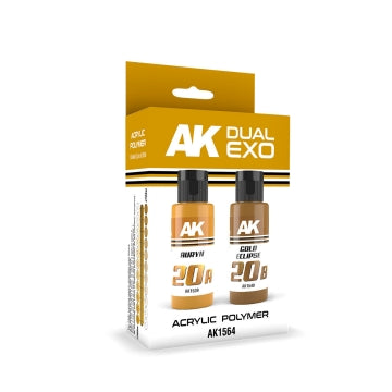 AK Interactive 1564 Dual Exo: Auryn & Gold Eclipse Acrylic Paint Set 60ml Bottle