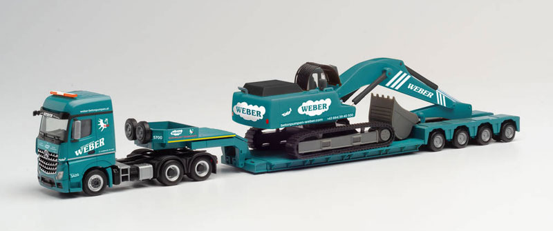 Herpa 313001 1/87 Scale Betonpumpen Weber - Mercedes-Benz Arocs 6X4 Low Loader