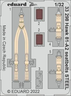 Eduard 33298 1/32 Aircraft- Hawk 81A2 Seatbelts Steel for LNR (Painted)