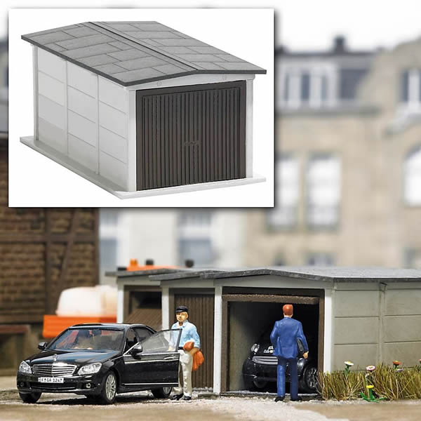 Busch 1480 HO Scale One-Car Garage - Kit -- 2-1/2 x 1-7/16" 6.5 x 3.7cm
