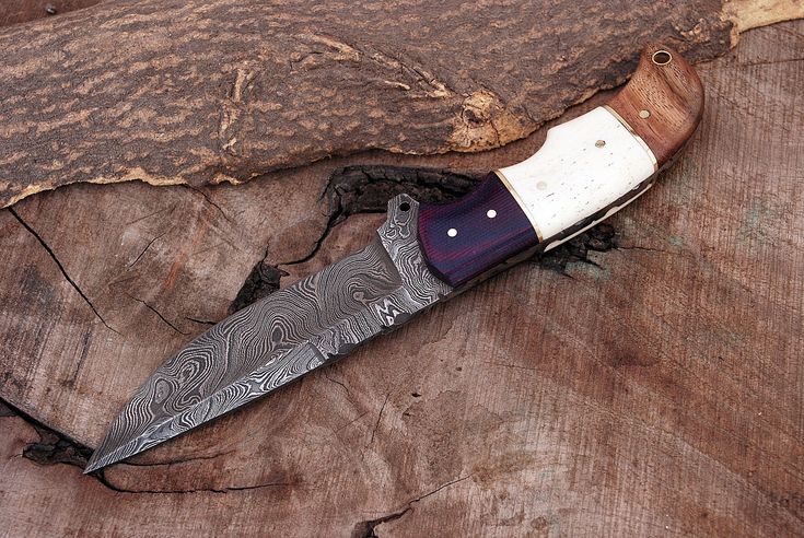 Custom Handmade Damascus Steel Hunting Knife with G10, Bone & Rosewood Handle – 9" | KBS Knives