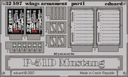 Eduard 32597 1/32 Aircraft- P51D Wings Armament for DML (Painted)