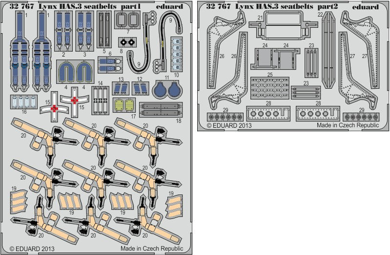 Eduard 32767 1/32 Aircraft- Lynx HAS3 Seatbelts for RVL (Painted)