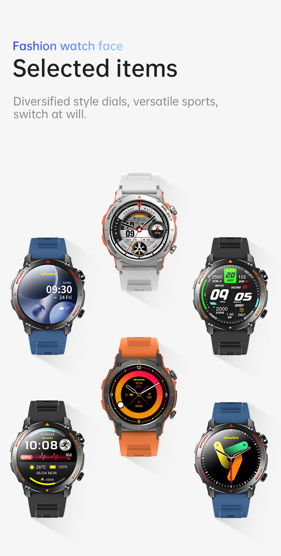 AWEI AMOLED Smartwatch H52 Multiple Colors