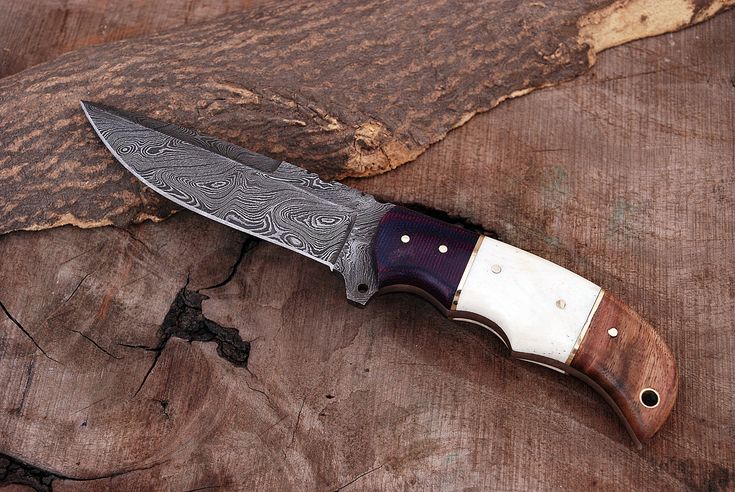 Custom Handmade Damascus Steel Hunting Knife with G10, Bone & Rosewood Handle – 9" | KBS Knives