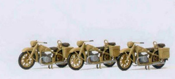 Preiser 16572 HO Scale German Army WWII - Motorcycles BMW R12 (3) Unpainted Kit