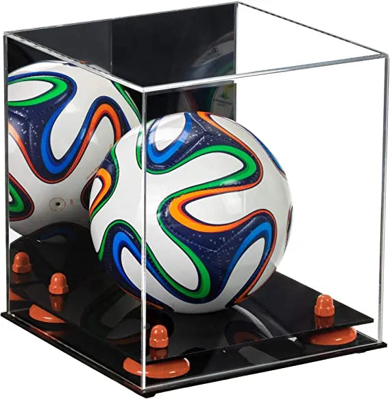 Mini/Miniature (not Full Size) Soccer Ball Display Case - Mirror No Wall Mounts (A015/B03)