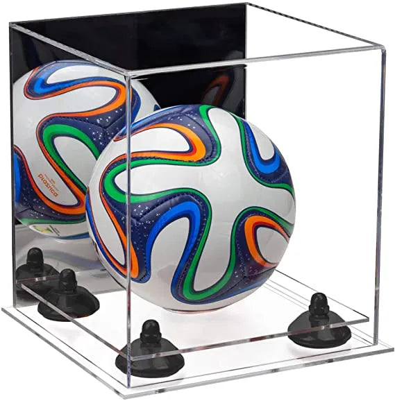 Mini/Miniature (not Full Size) Soccer Ball Display Case - Mirror No Wall Mounts (A015/B03)