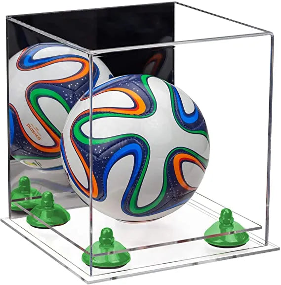 Mini/Miniature (not Full Size) Soccer Ball Display Case - Mirror No Wall Mounts (A015/B03)