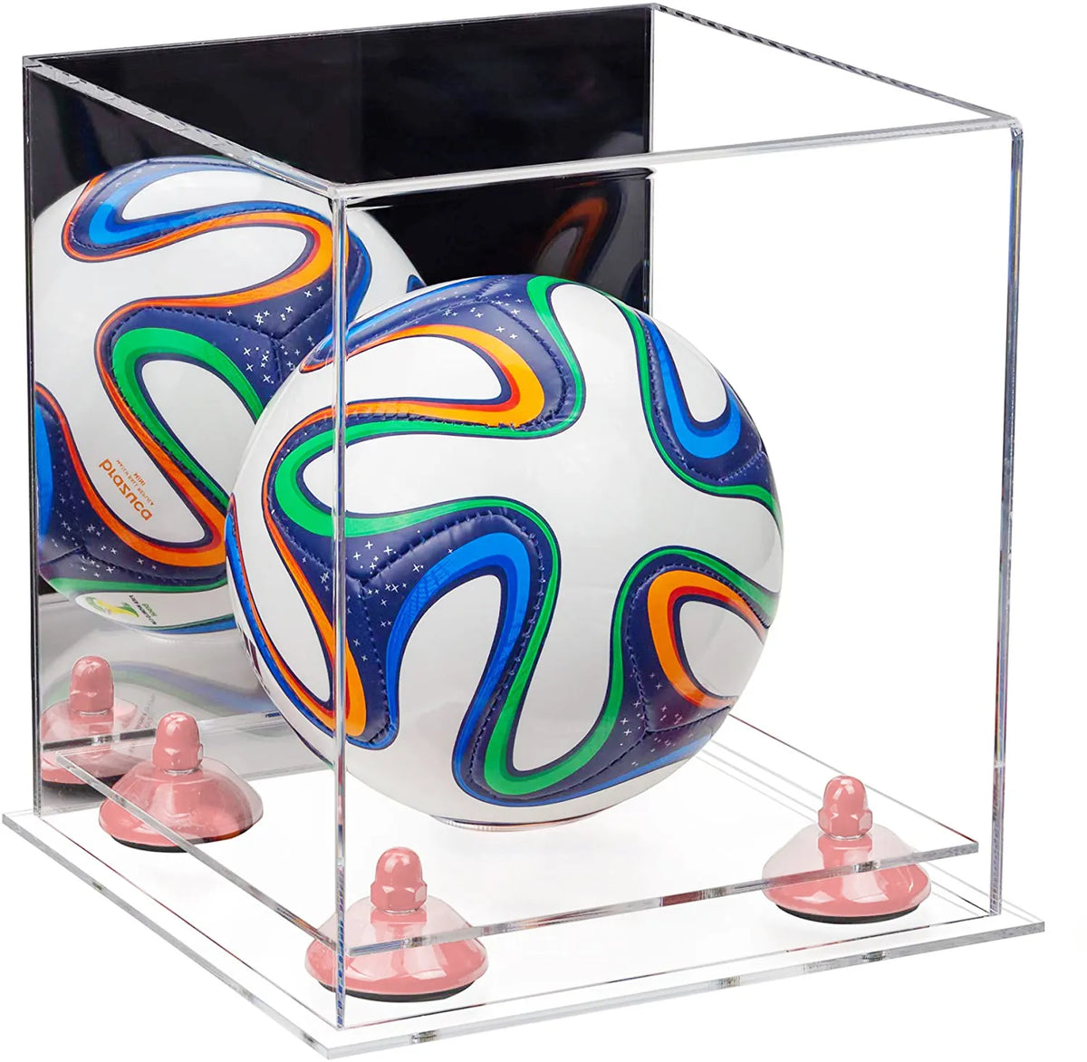 Mini/Miniature (not Full Size) Soccer Ball Display Case - Mirror No Wall Mounts (A015/B03)